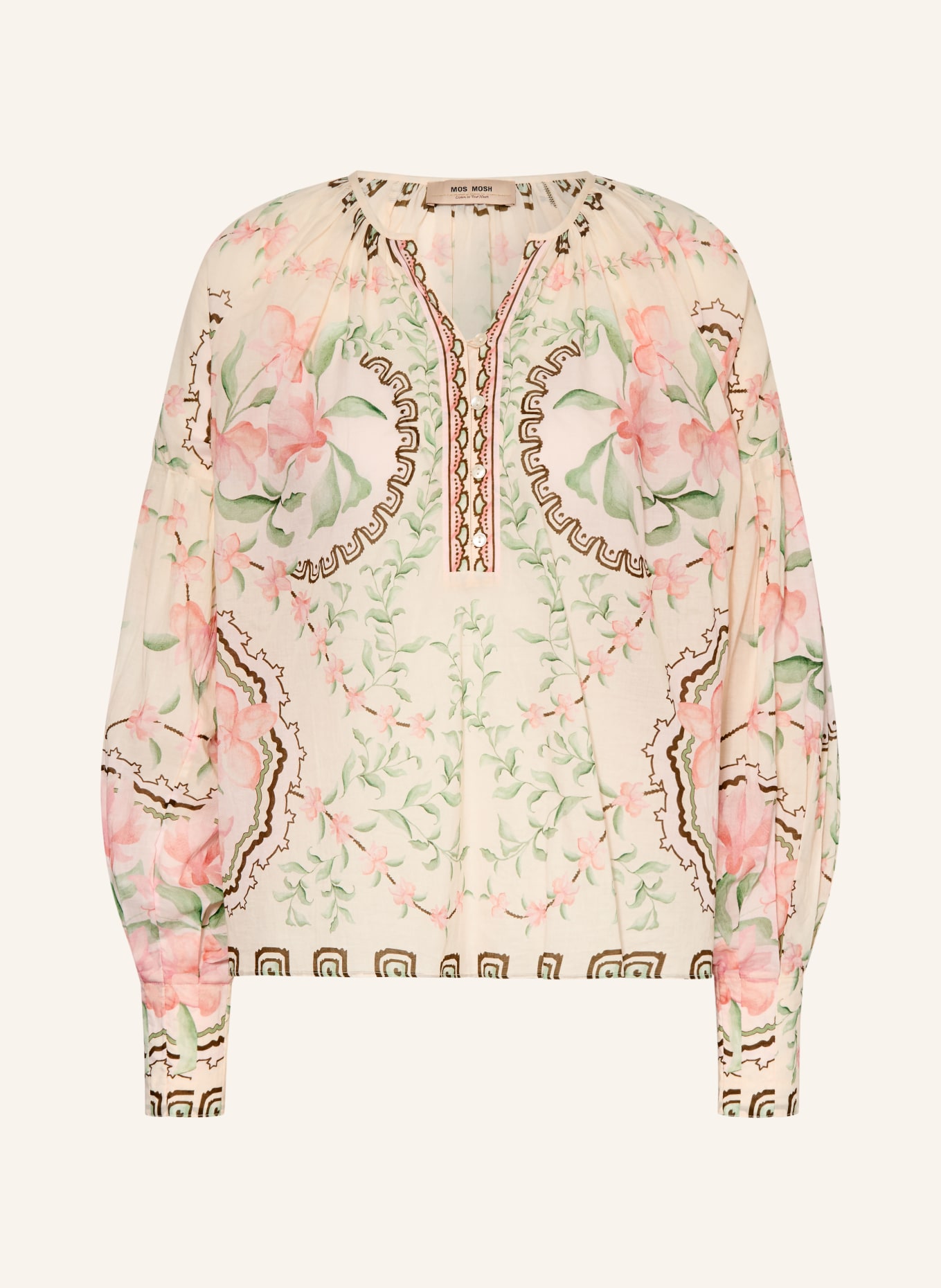 MOS MOSH Blusenshirt MMWYLDE: ECRU / LACHS / GRÜN