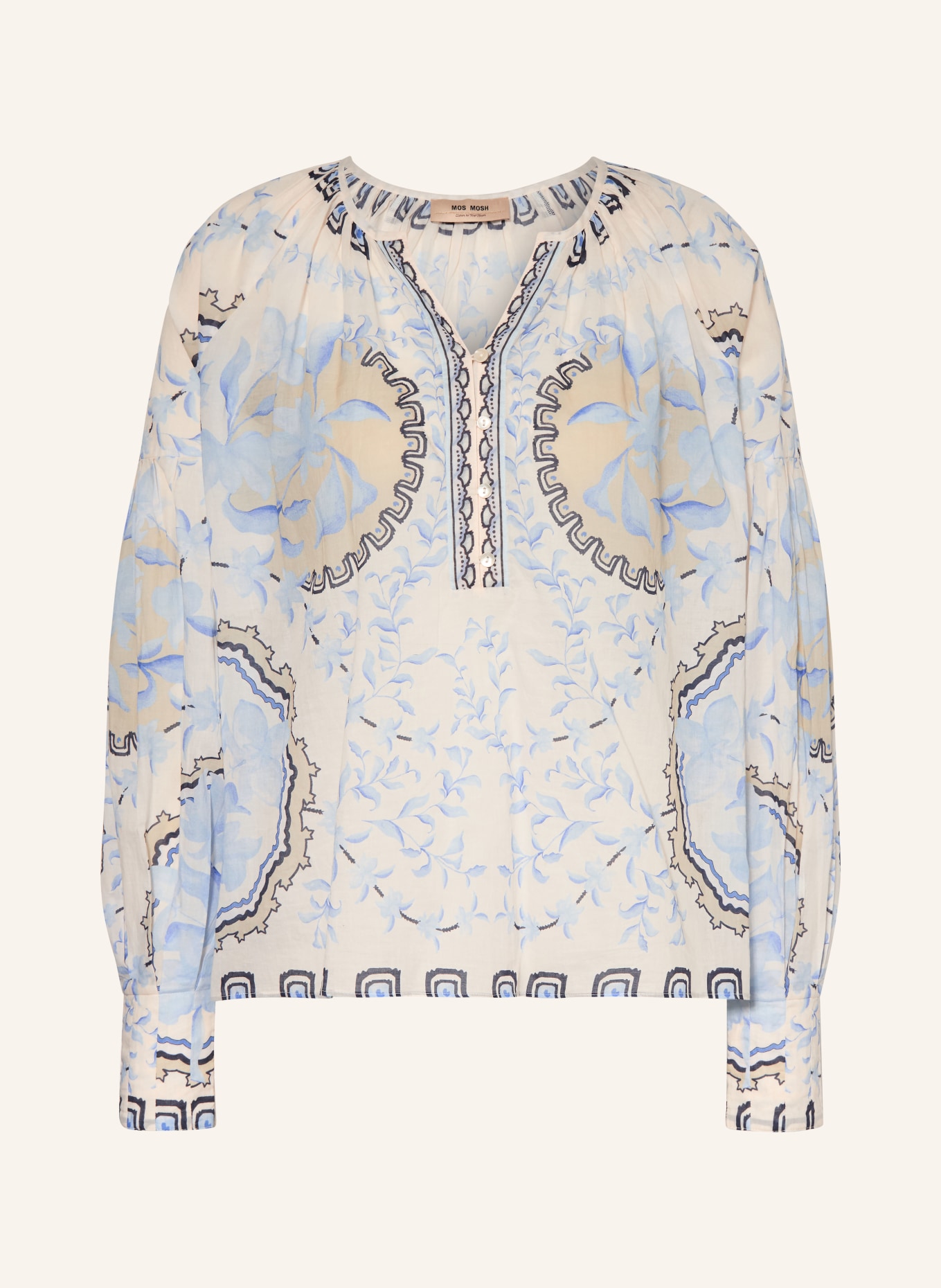 MOS MOSH Blouse shirt MMWYLDE: ECRU / LIGHT BLUE / DARK BLUE