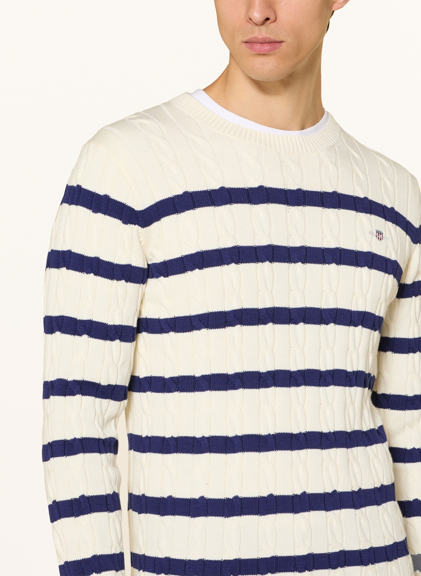 GANT Pullover: WEISS / DUNKELBLAU