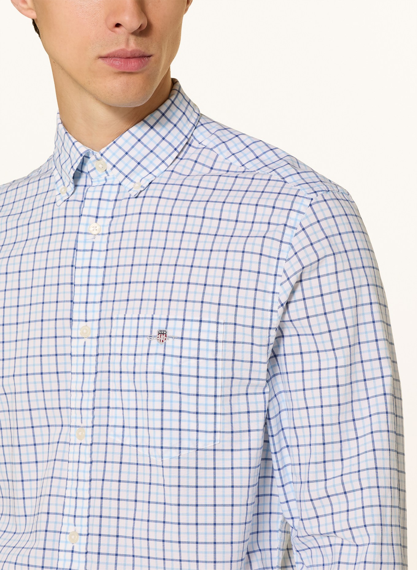 GANT Hemd Regular Fit: WEISS / HELLBLAU / BLAU