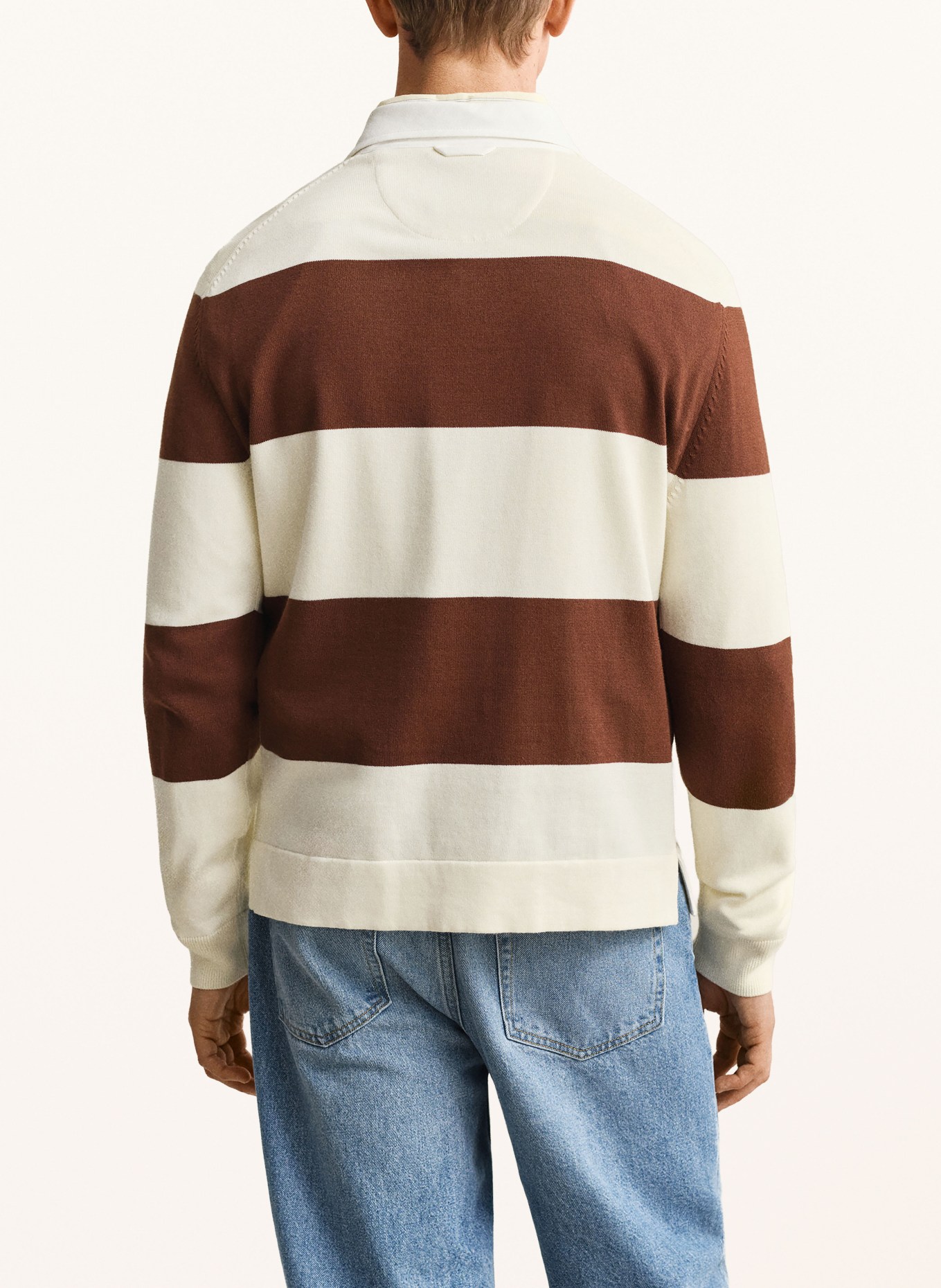 GANT Knitted rugby shirt: CREAM / BROWN