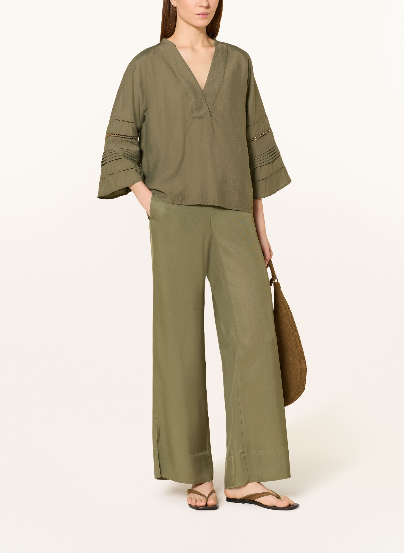 MOS MOSH MMALEYSA NILA blouse shirt with 3/4 sleeves: OLIVE