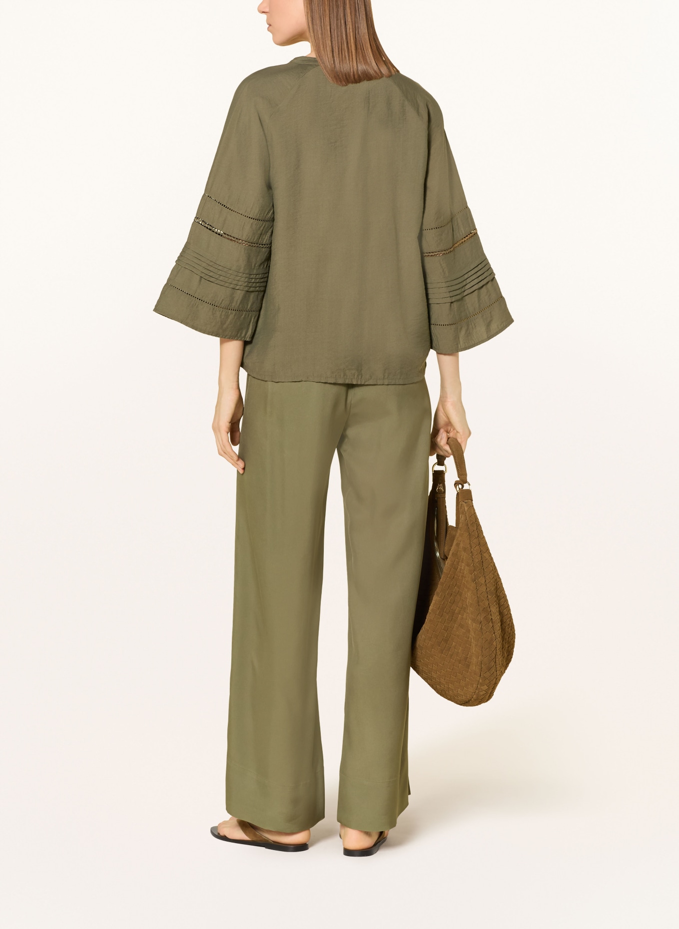 MOS MOSH MMALEYSA NILA blouse shirt with 3/4 sleeves: OLIVE