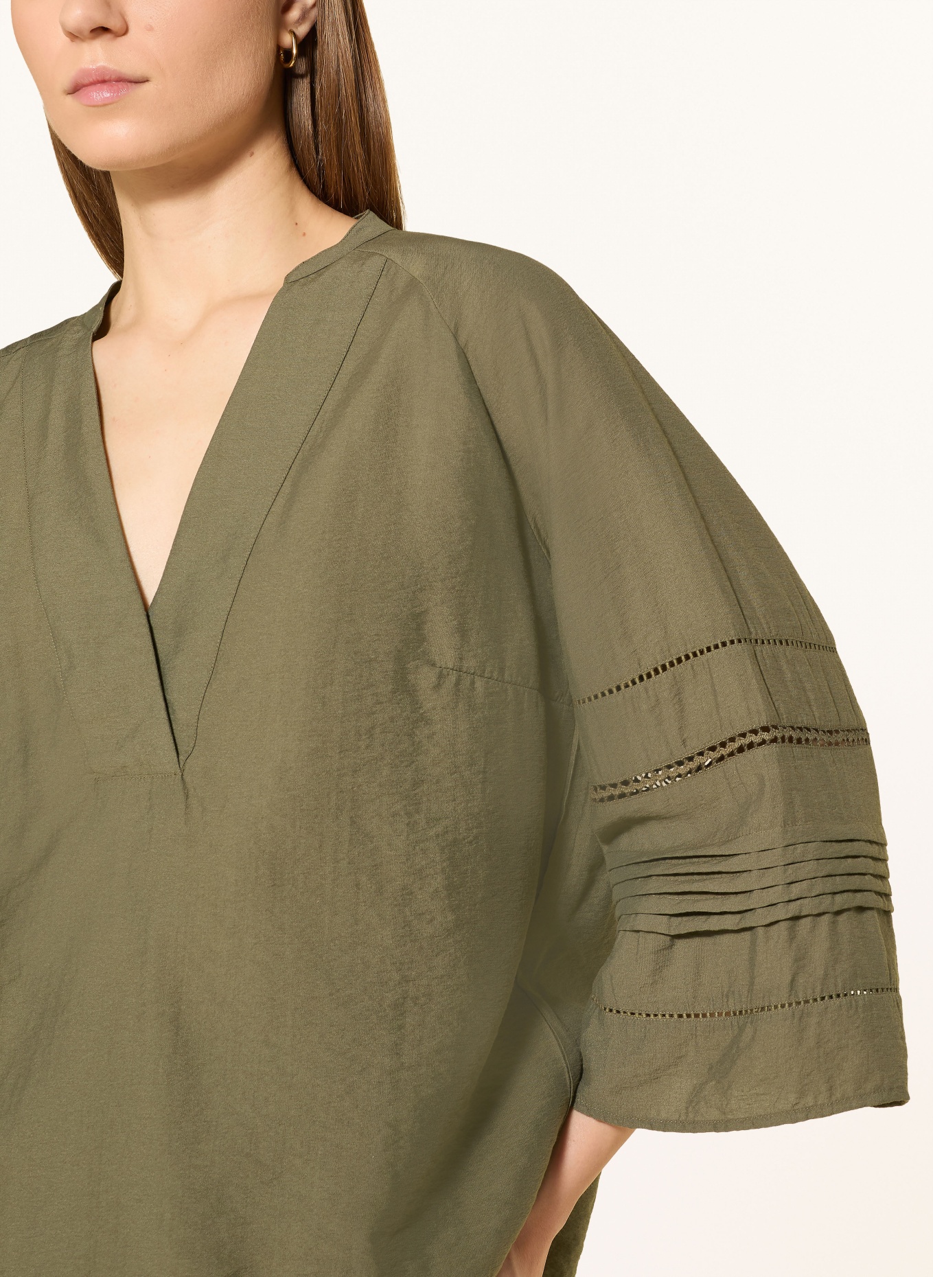 MOS MOSH MMALEYSA NILA blouse shirt with 3/4 sleeves: OLIVE