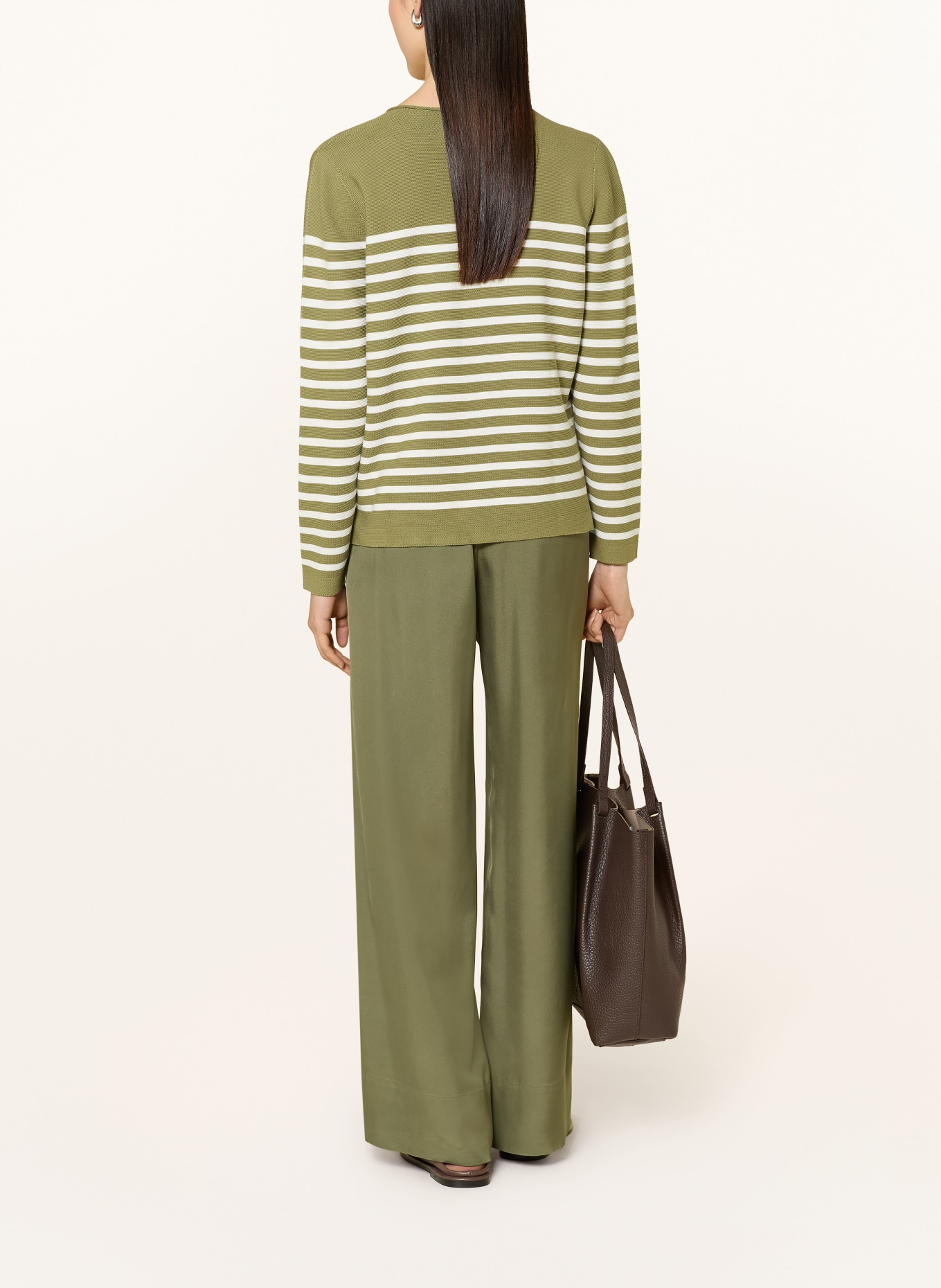 MAERZ MUENCHEN Pullover: OLIV / WEISS