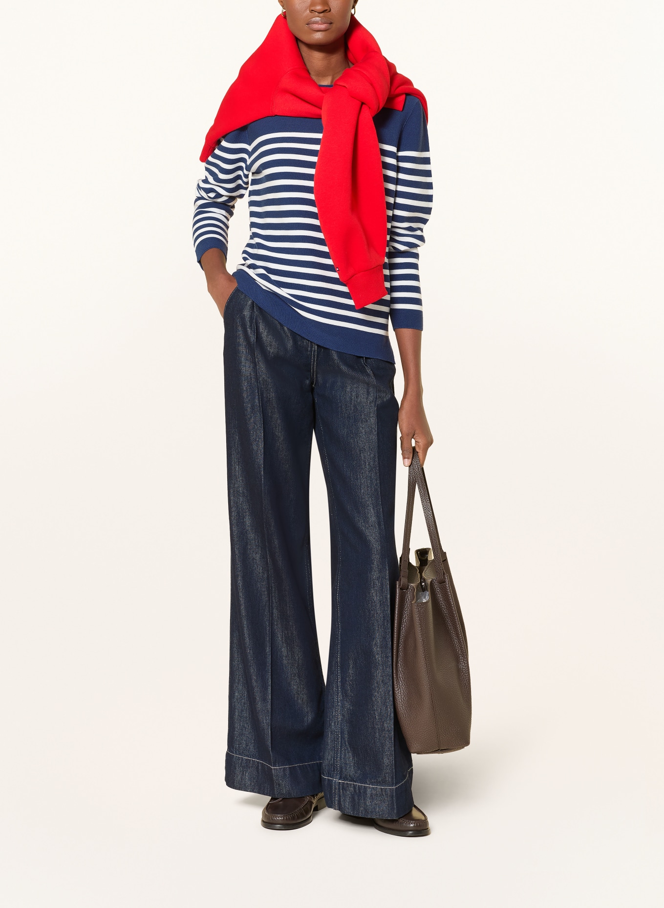 MAERZ MUENCHEN Pullover: BLAU / WEISS