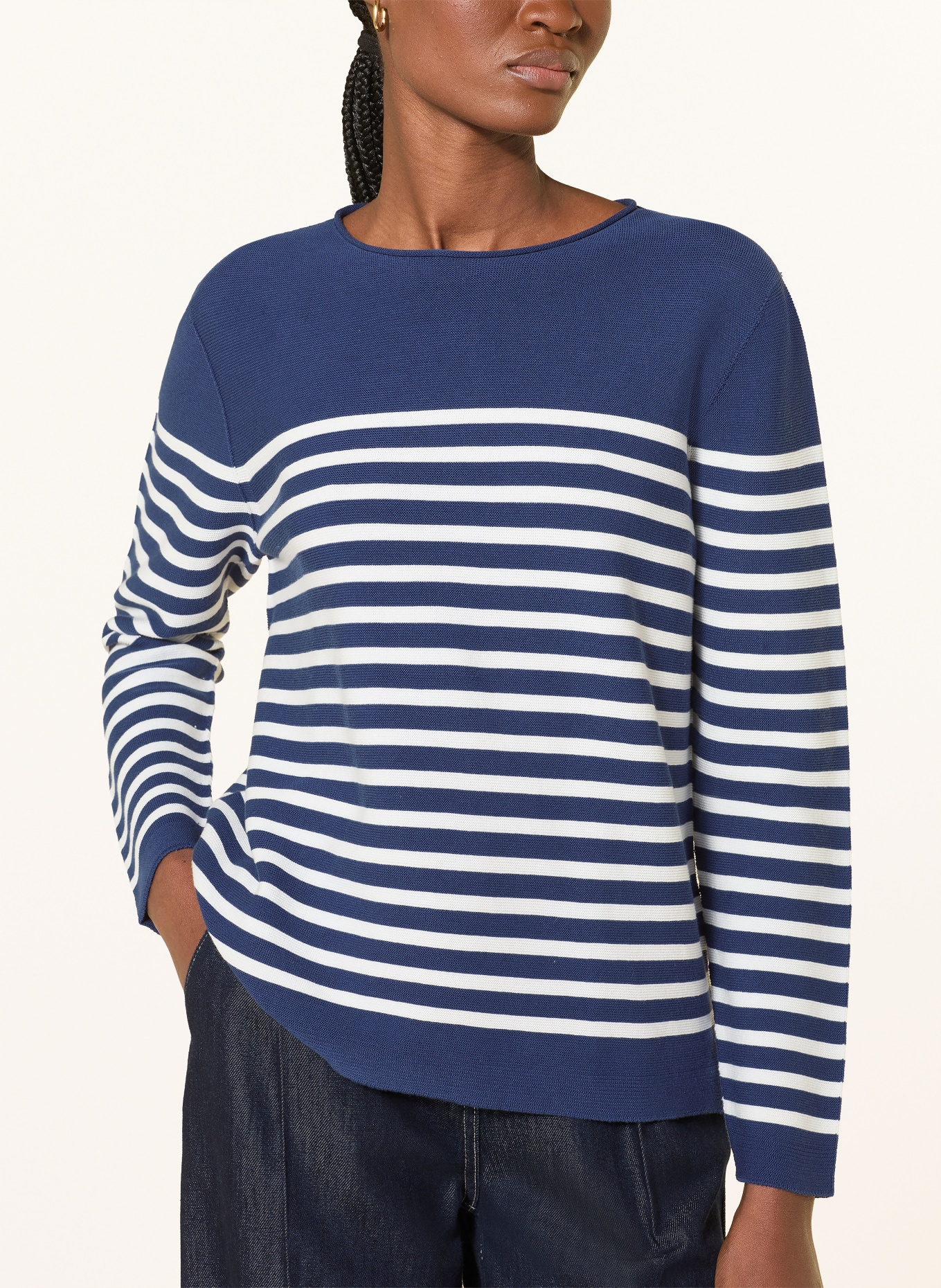 MAERZ MUENCHEN Pullover: BLAU / WEISS