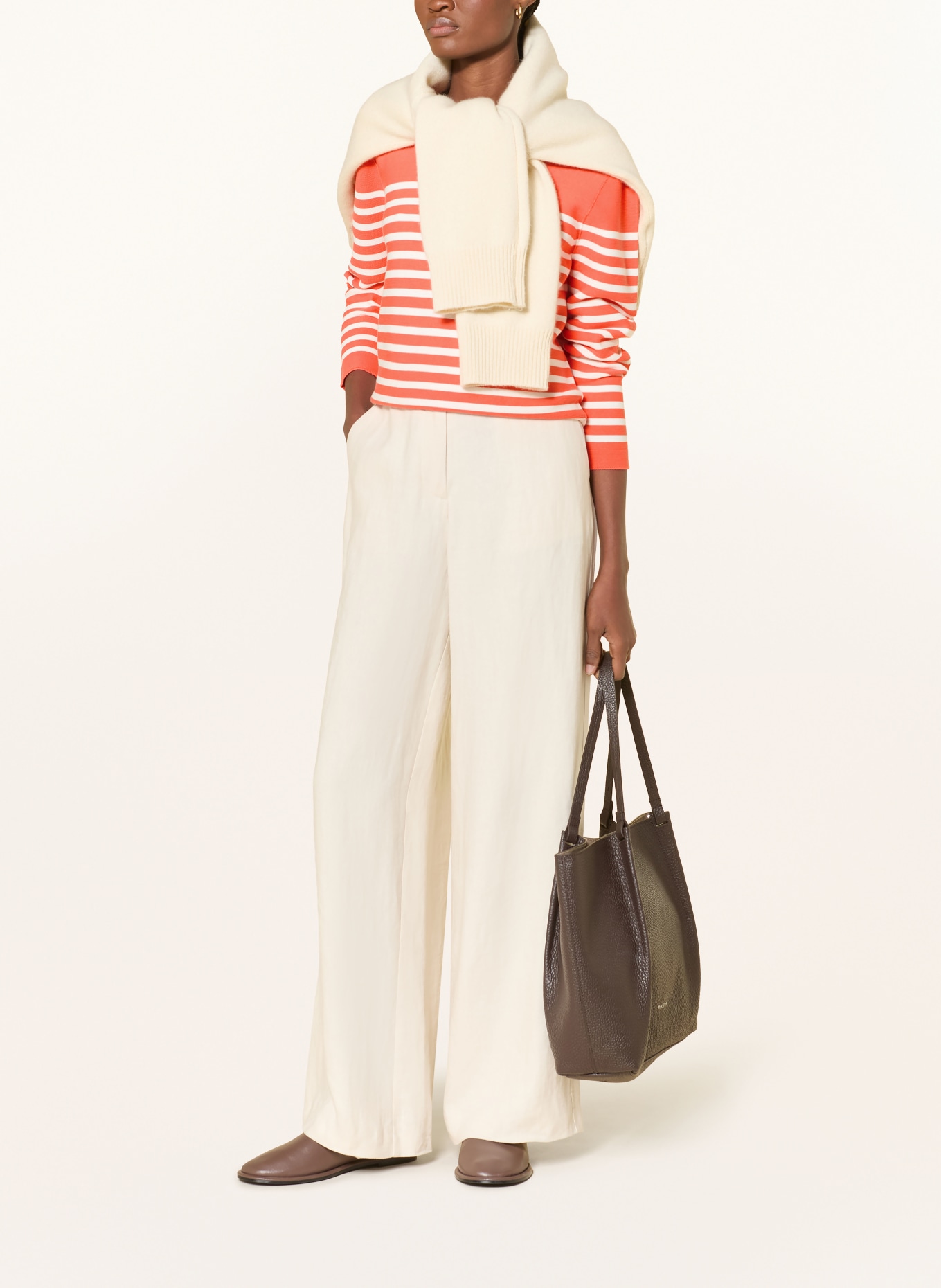 MAERZ MUENCHEN Pullover: HELLROT / WEISS