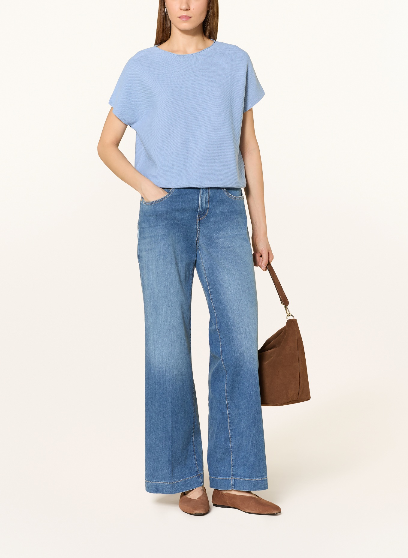 MAERZ MUENCHEN pletené tričko: TMAVĚ MODRÁ