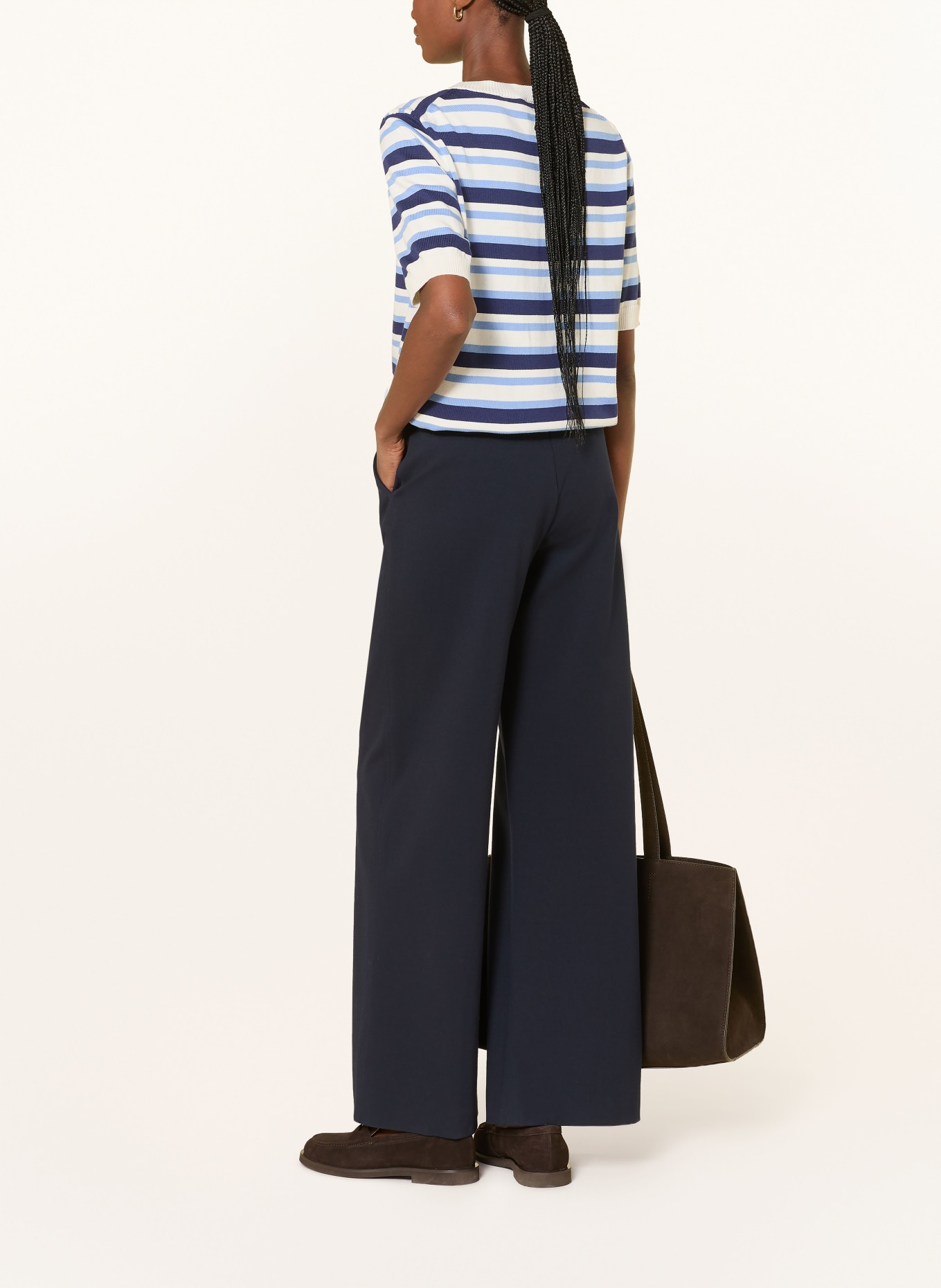 MAERZ MUENCHEN pletené tričko: TMAVĚ MODRÁ / TMAVĚ MODRÁ / BÍLÁ