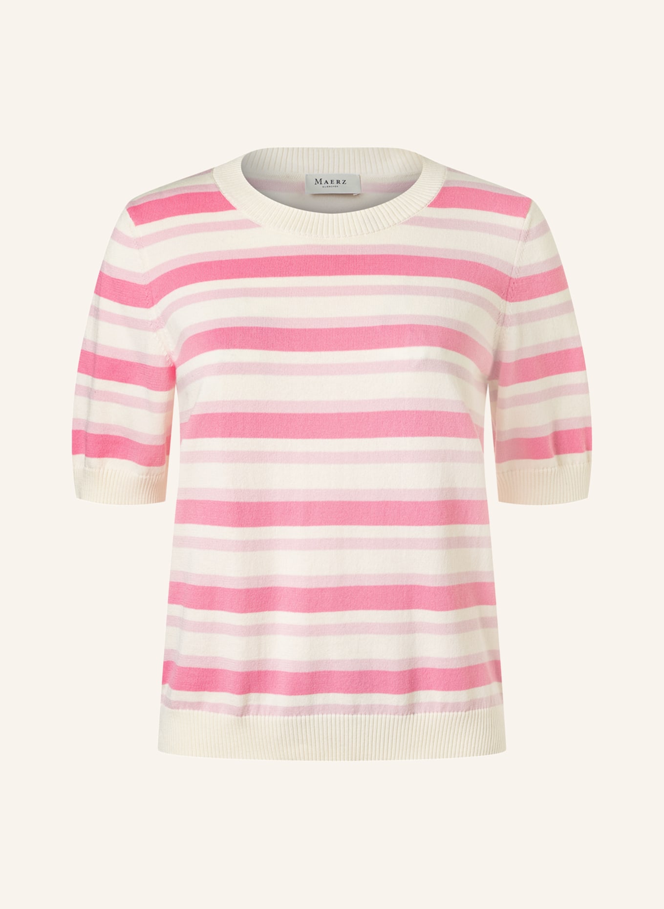 MAERZ MUENCHEN pletené tričko: RŮŽOVÁ / RŮŽOVÁ / BÍLÁ