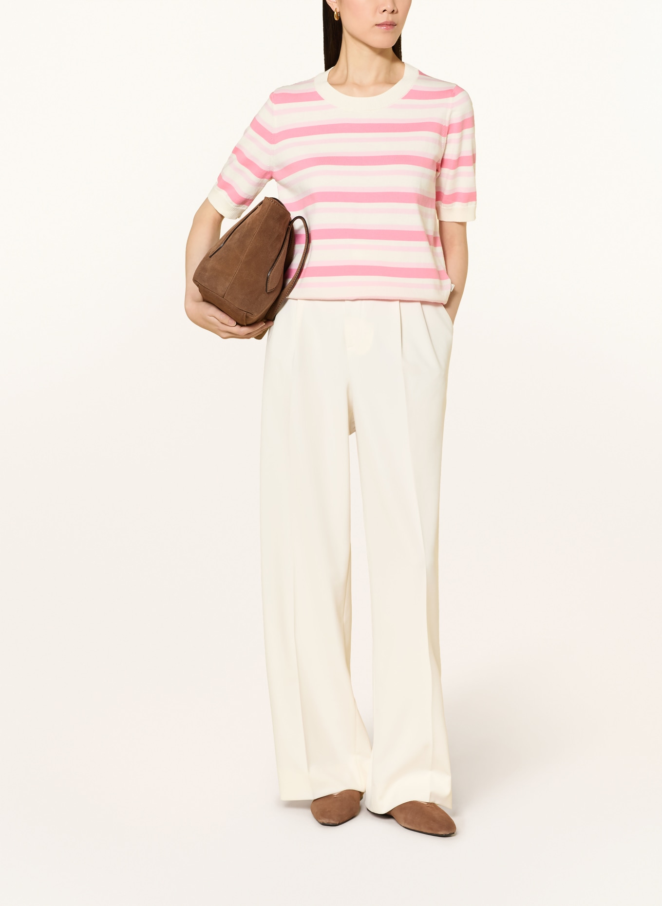 MAERZ MUENCHEN pletené tričko: RŮŽOVÁ / RŮŽOVÁ / BÍLÁ