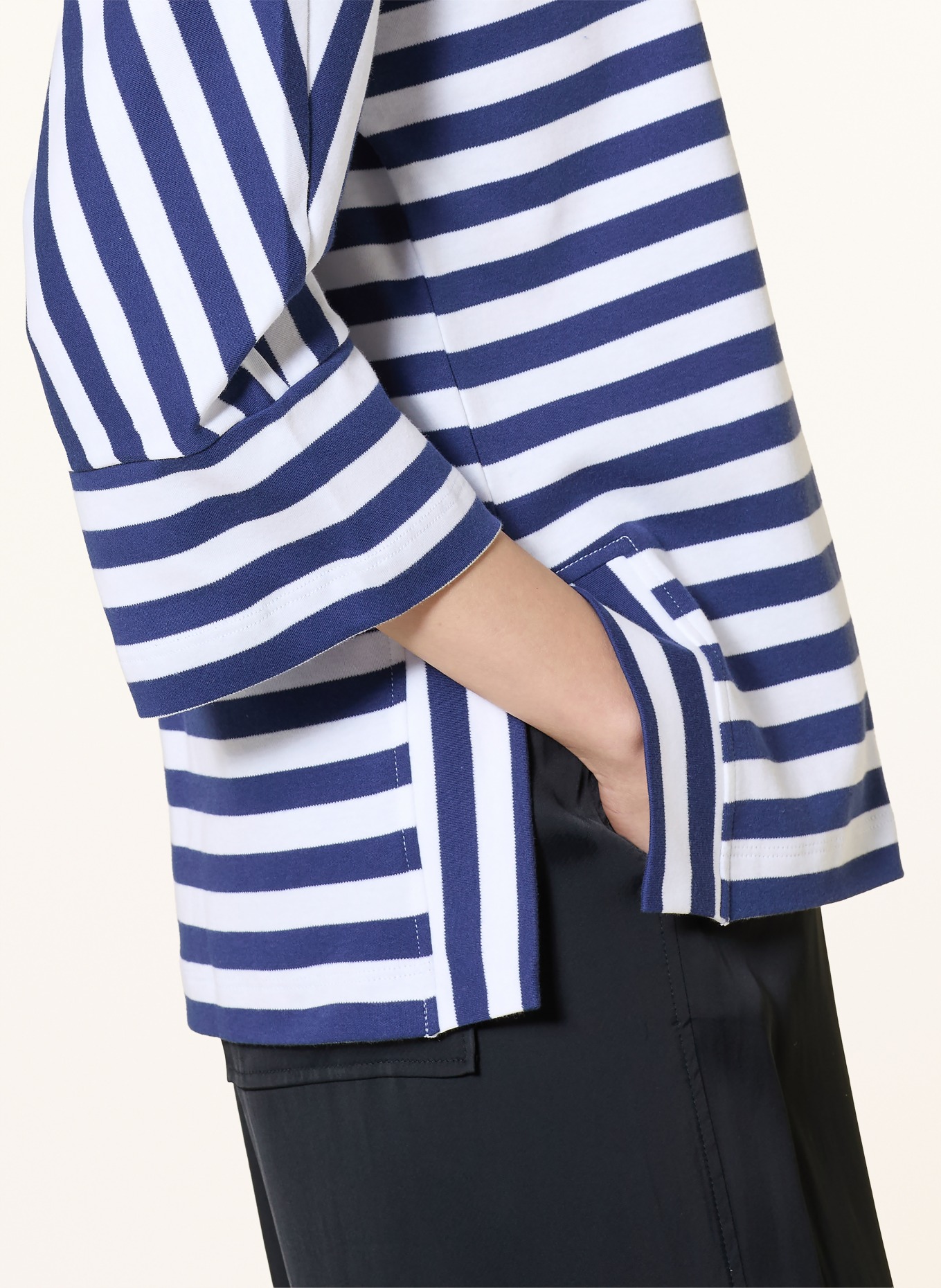 MAERZ MUENCHEN Shirt mit 3/4-Arm: DUNKELBLAU / WEISS