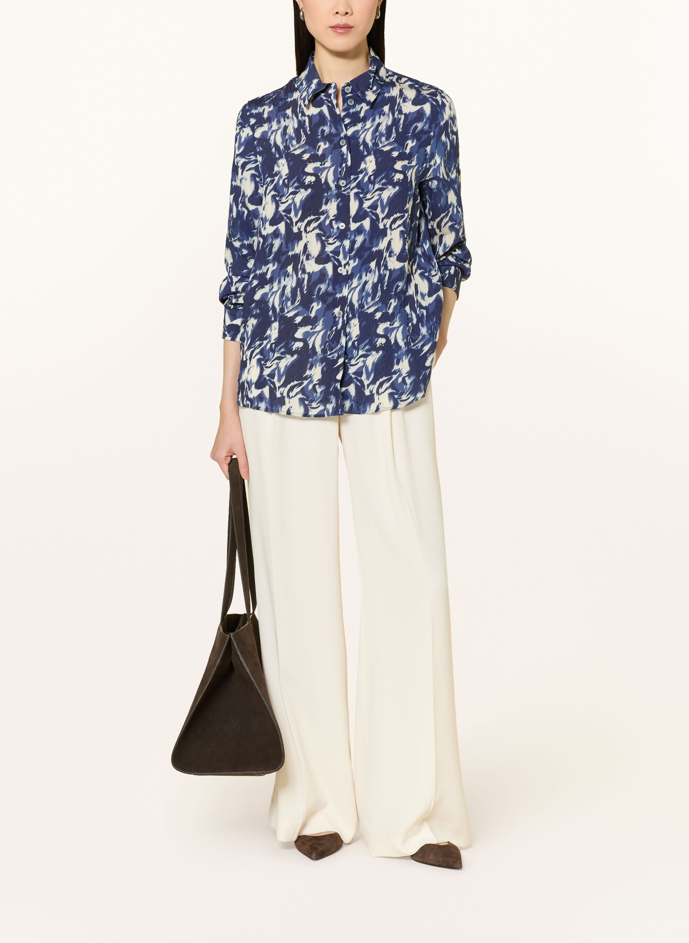 MAERZ MUENCHEN shirt blouse: DARK BLUE / ECRU