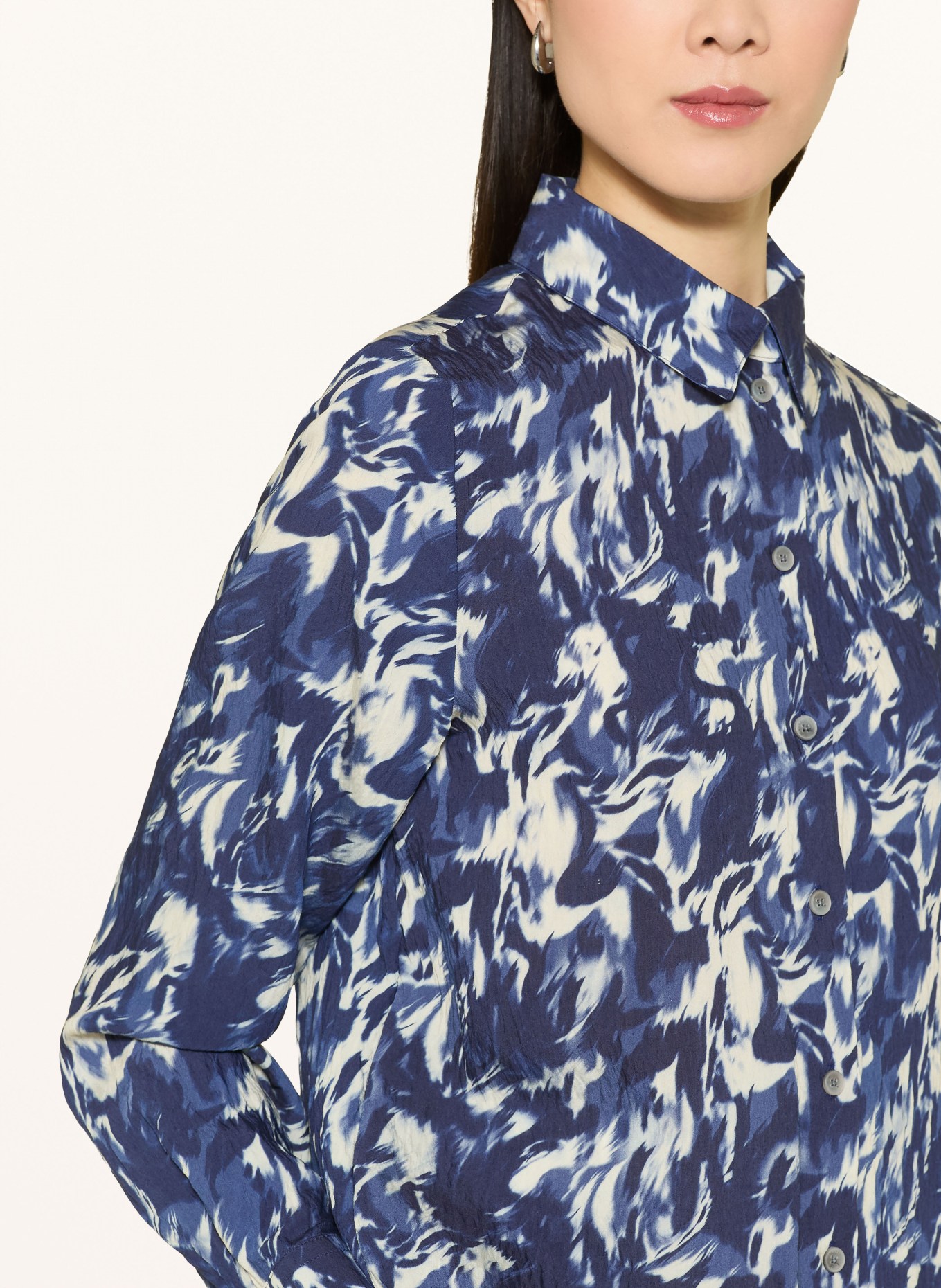MAERZ MUENCHEN shirt blouse: DARK BLUE / ECRU