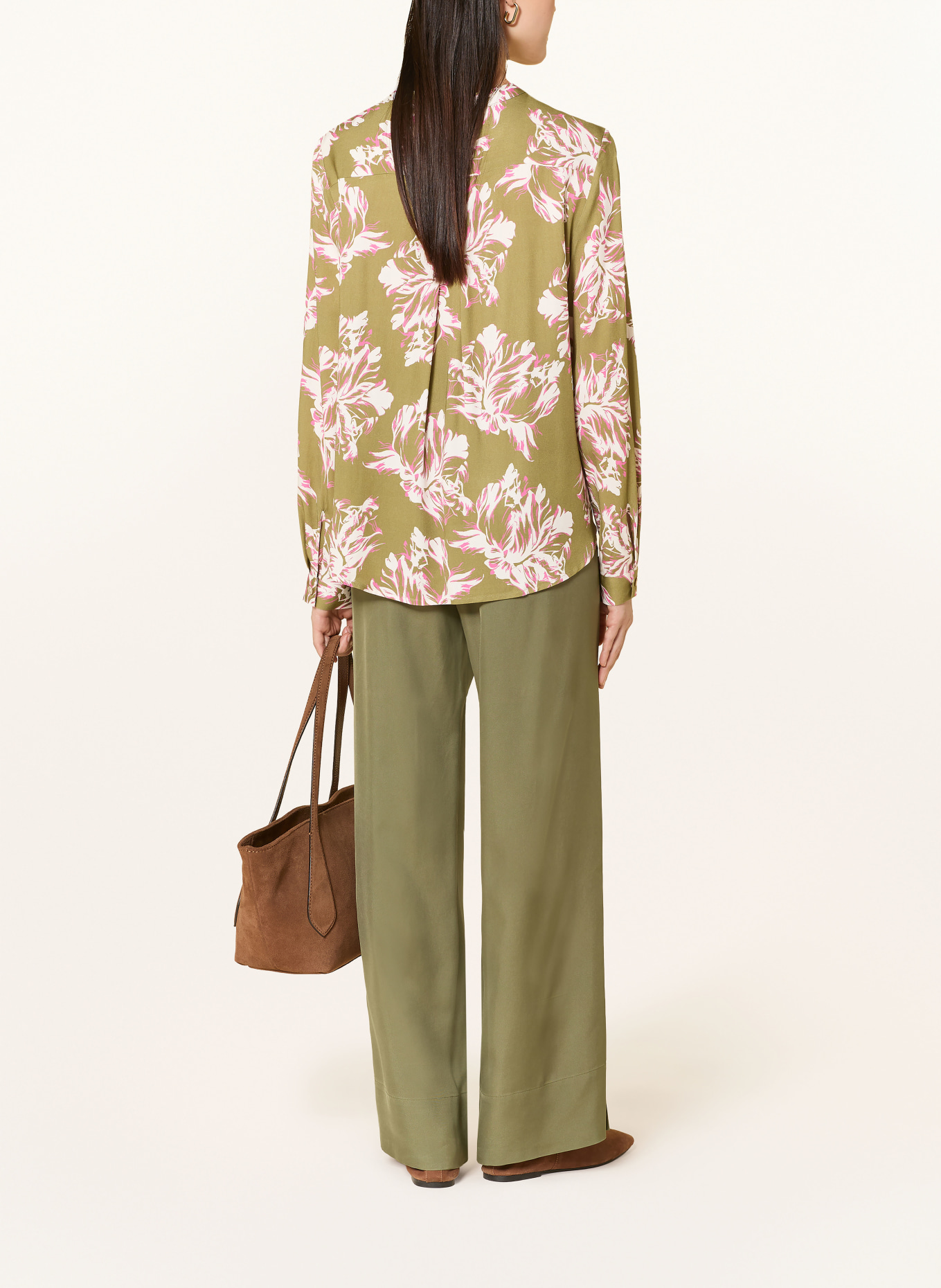 MAERZ MUENCHEN Bluse: OLIV / CREME / PINK