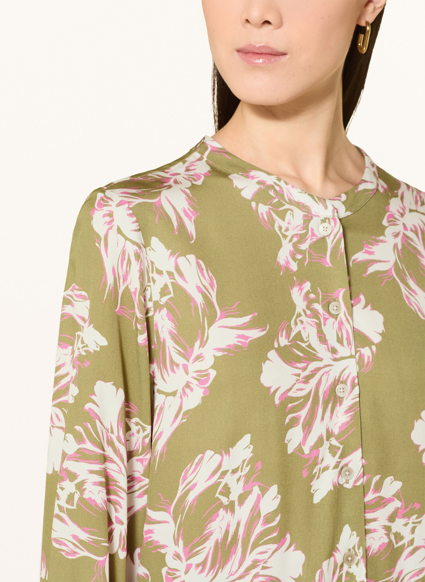 MAERZ MUENCHEN Bluse: OLIV / CREME / PINK