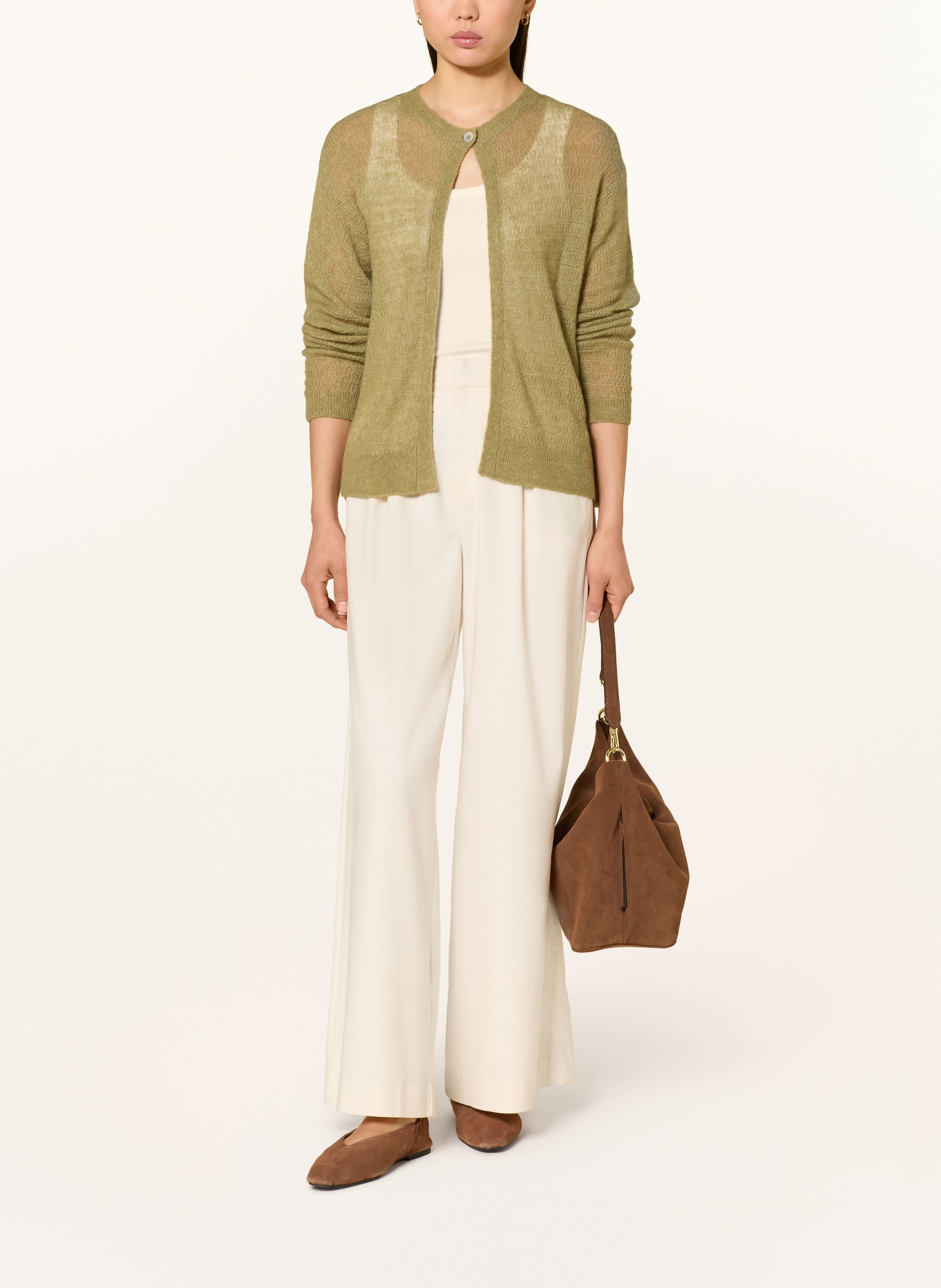 MAERZ MUENCHEN Cardigan with alpaca: OLIVE