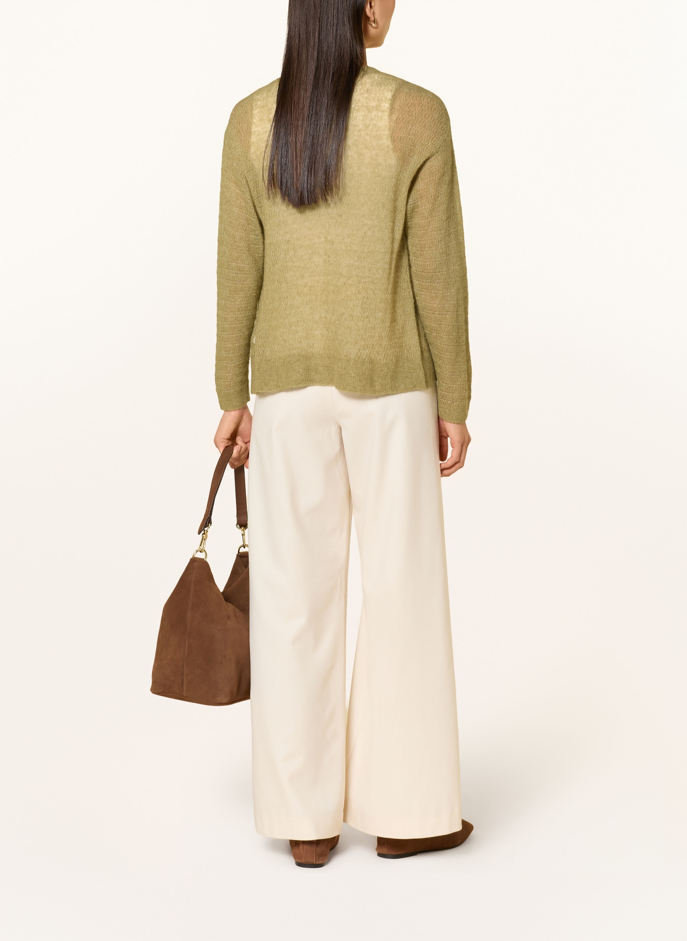 MAERZ MUENCHEN Cardigan with alpaca: OLIVE