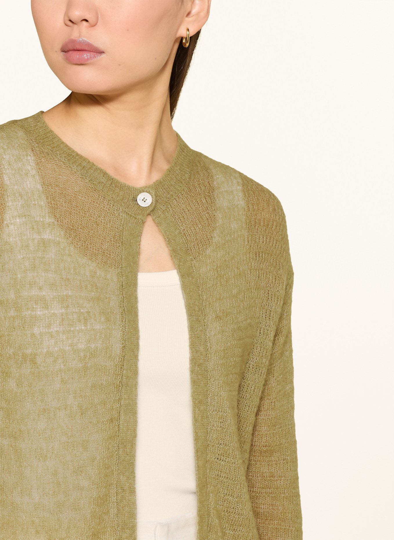 MAERZ MUENCHEN Cardigan with alpaca: OLIVE