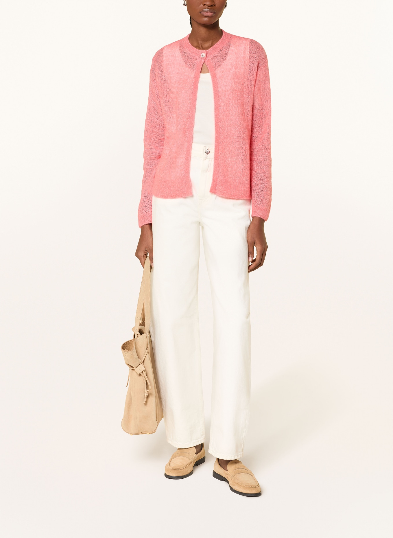 MAERZ MUENCHEN Cardigan with alpaca: LIGHT RED