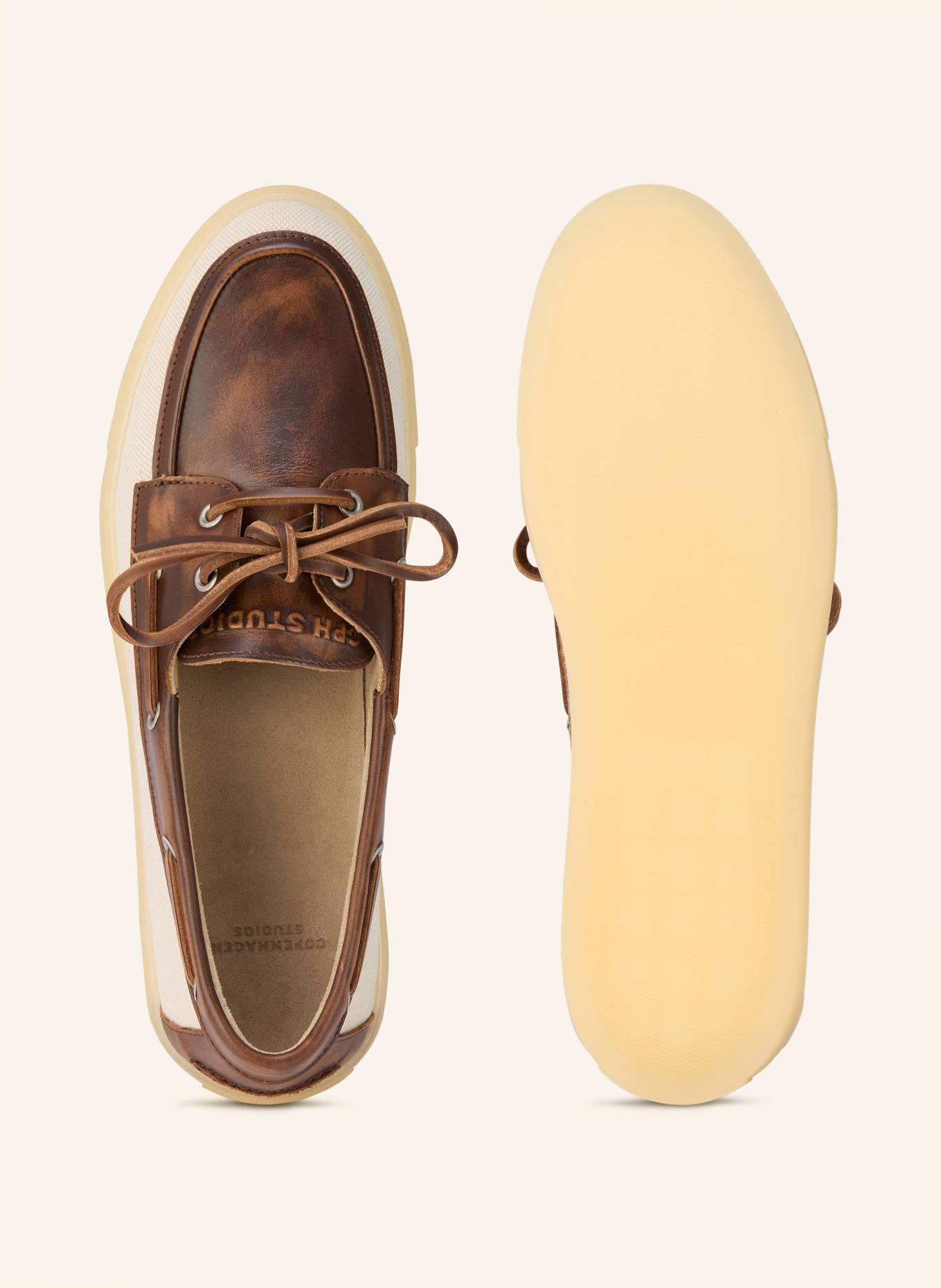 COPENHAGEN STUDIOS Bootsschuhe CPH160: BRAUN / HELLBRAUN / CREME