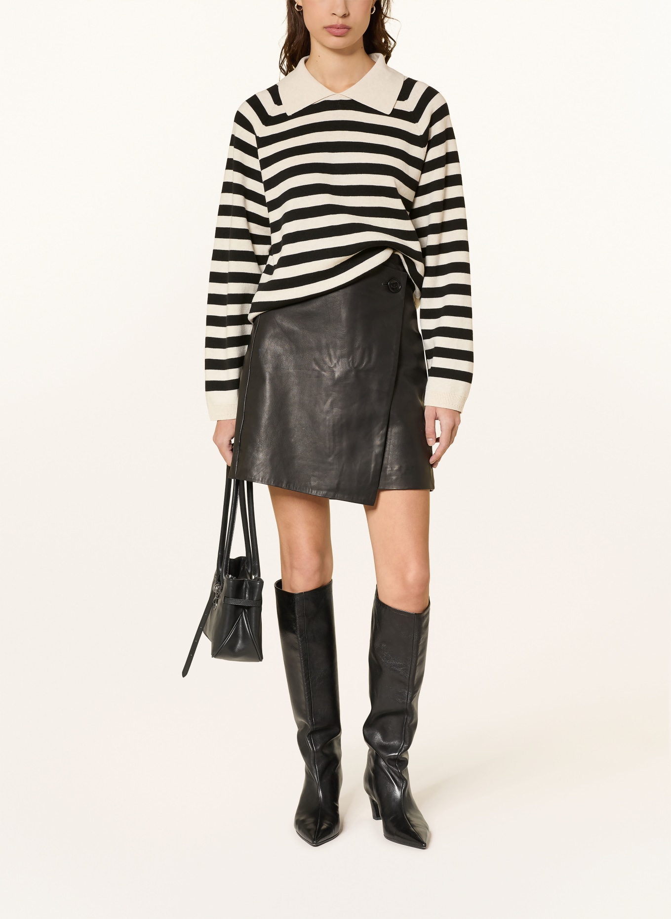 InWear Svetr MADIEIW: ČERNÁ / KRÉMOVÁ