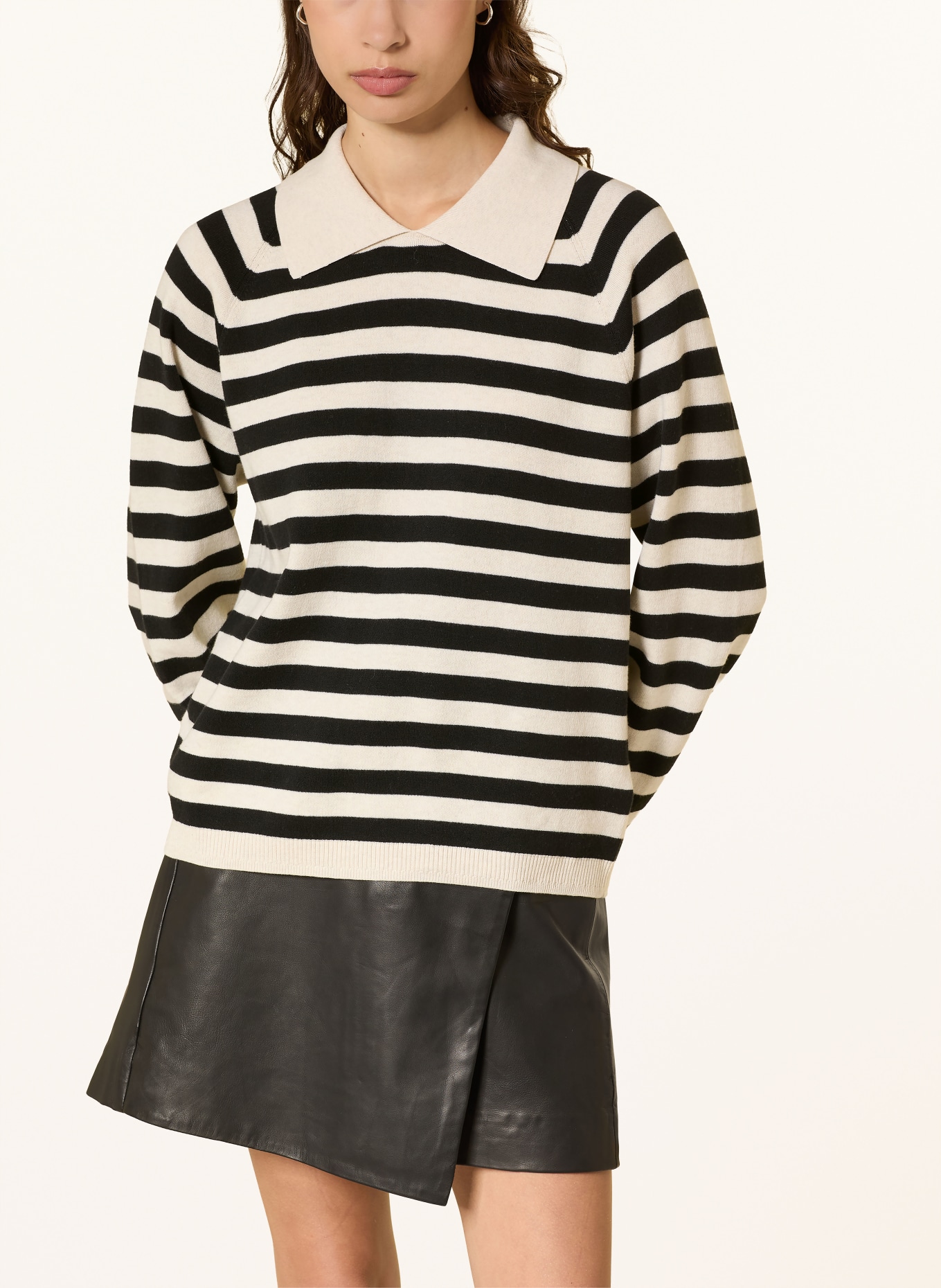 InWear Svetr MADIEIW: ČERNÁ / KRÉMOVÁ