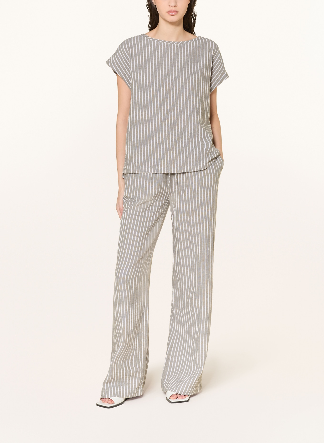 Juvia MARLEN muslin trousers: KHAKI / ECRU