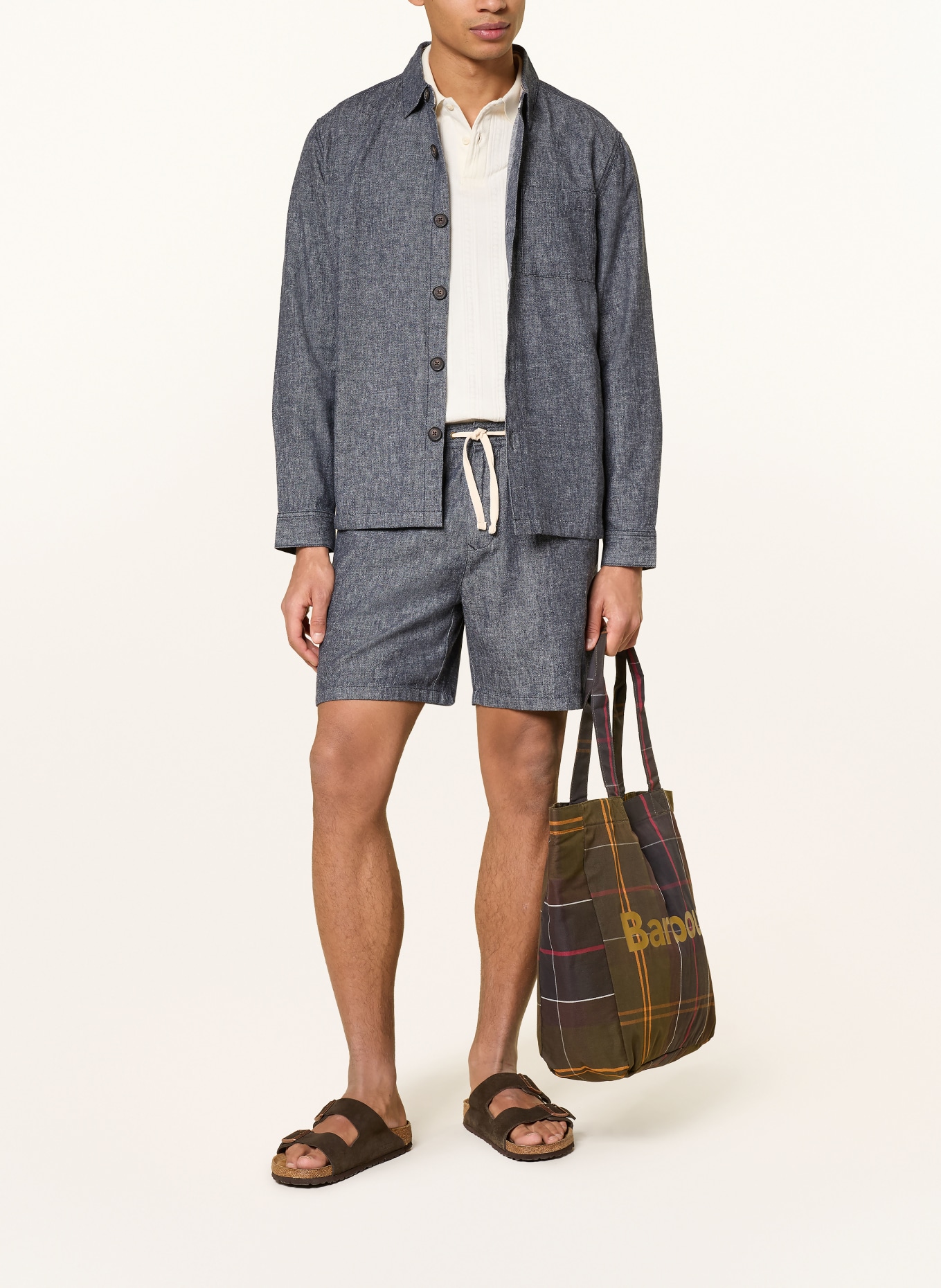 Barbour STILLWATER shorts with linen: DARK BLUE