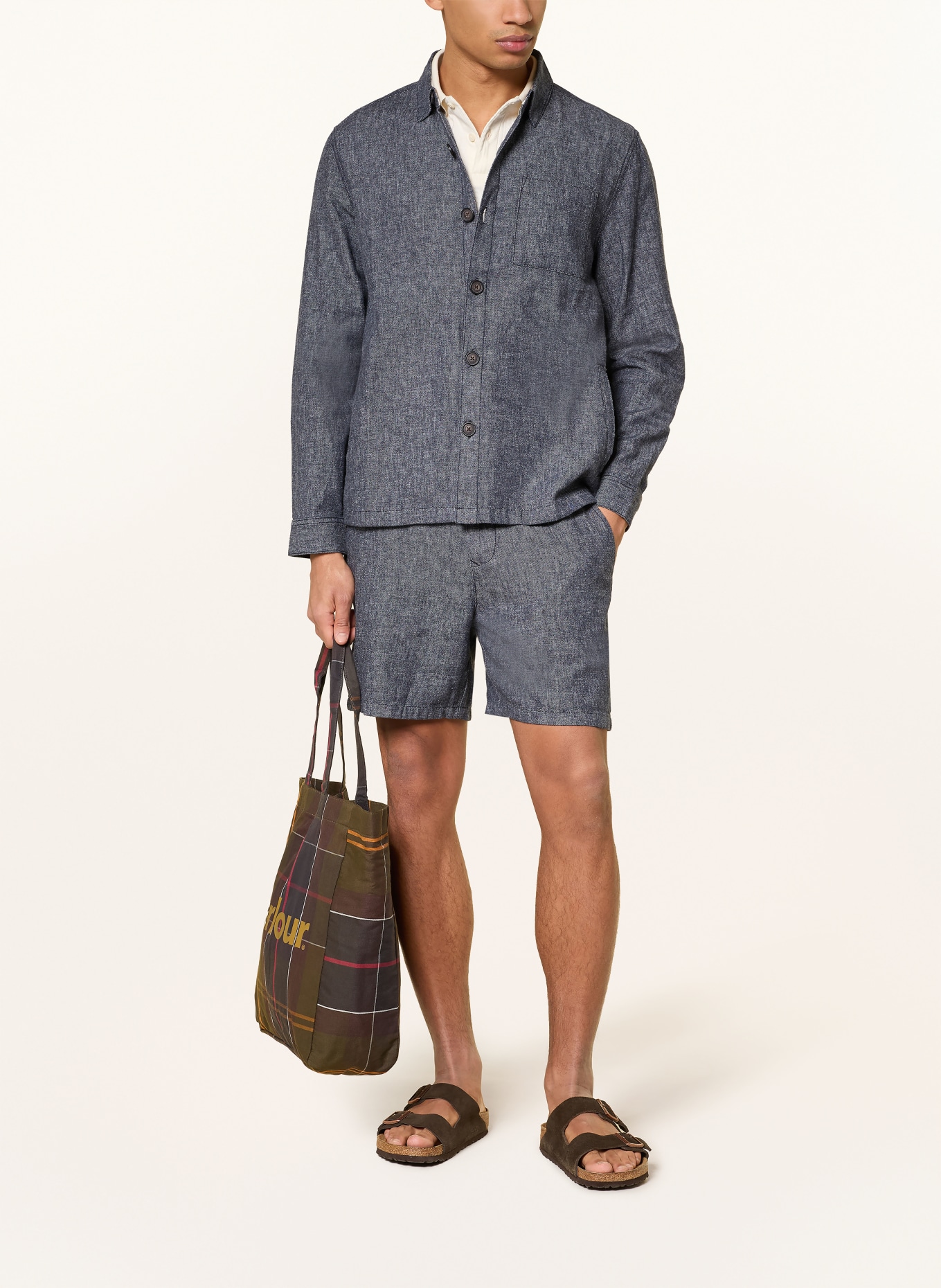 Barbour Overshirt STILLWATER mit Leinen: DUNKELBLAU
