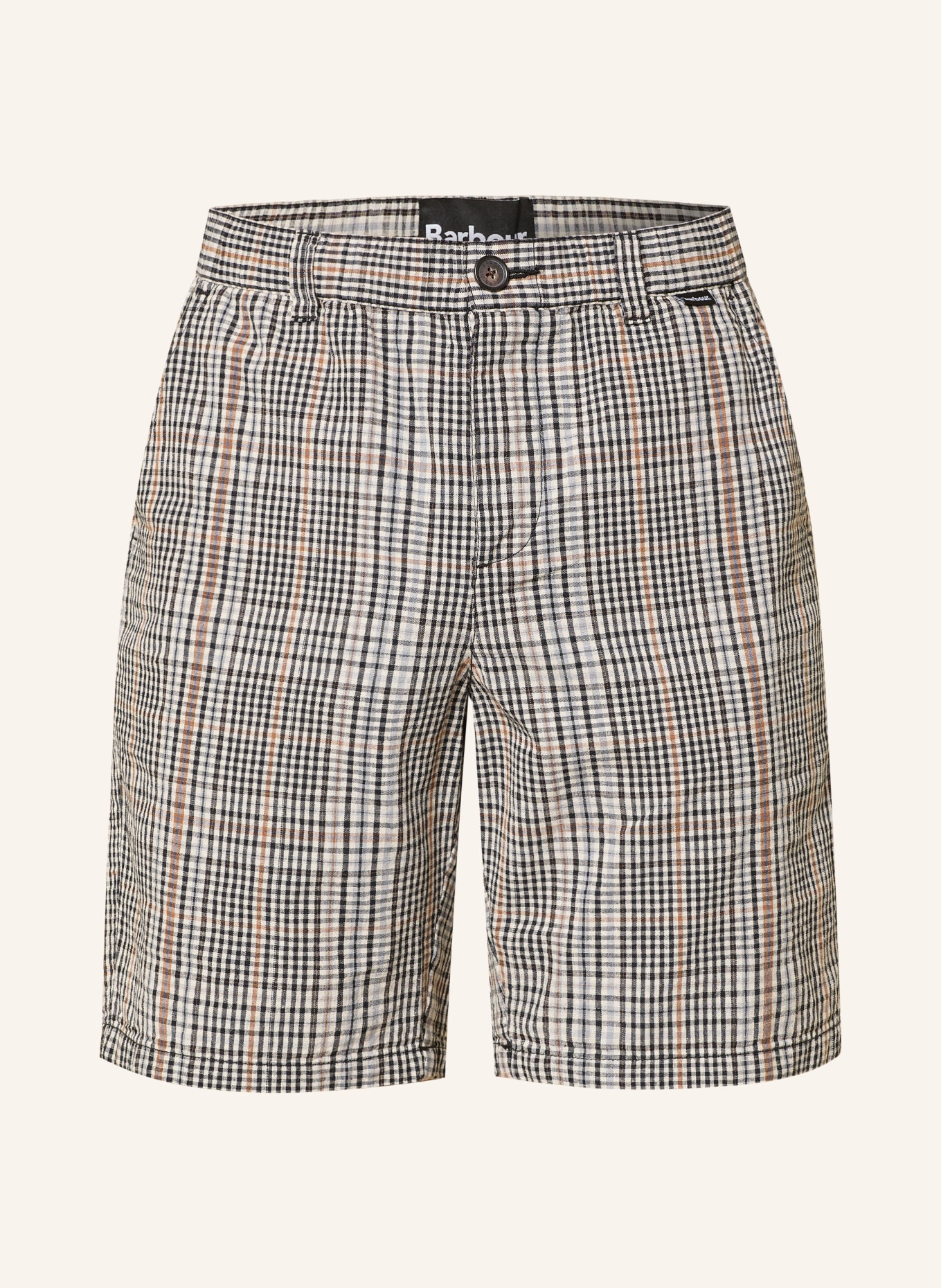 Barbour Shorts FIFE mit Leinen: SCHWARZ / HELLBRAUN / HELLGRAU