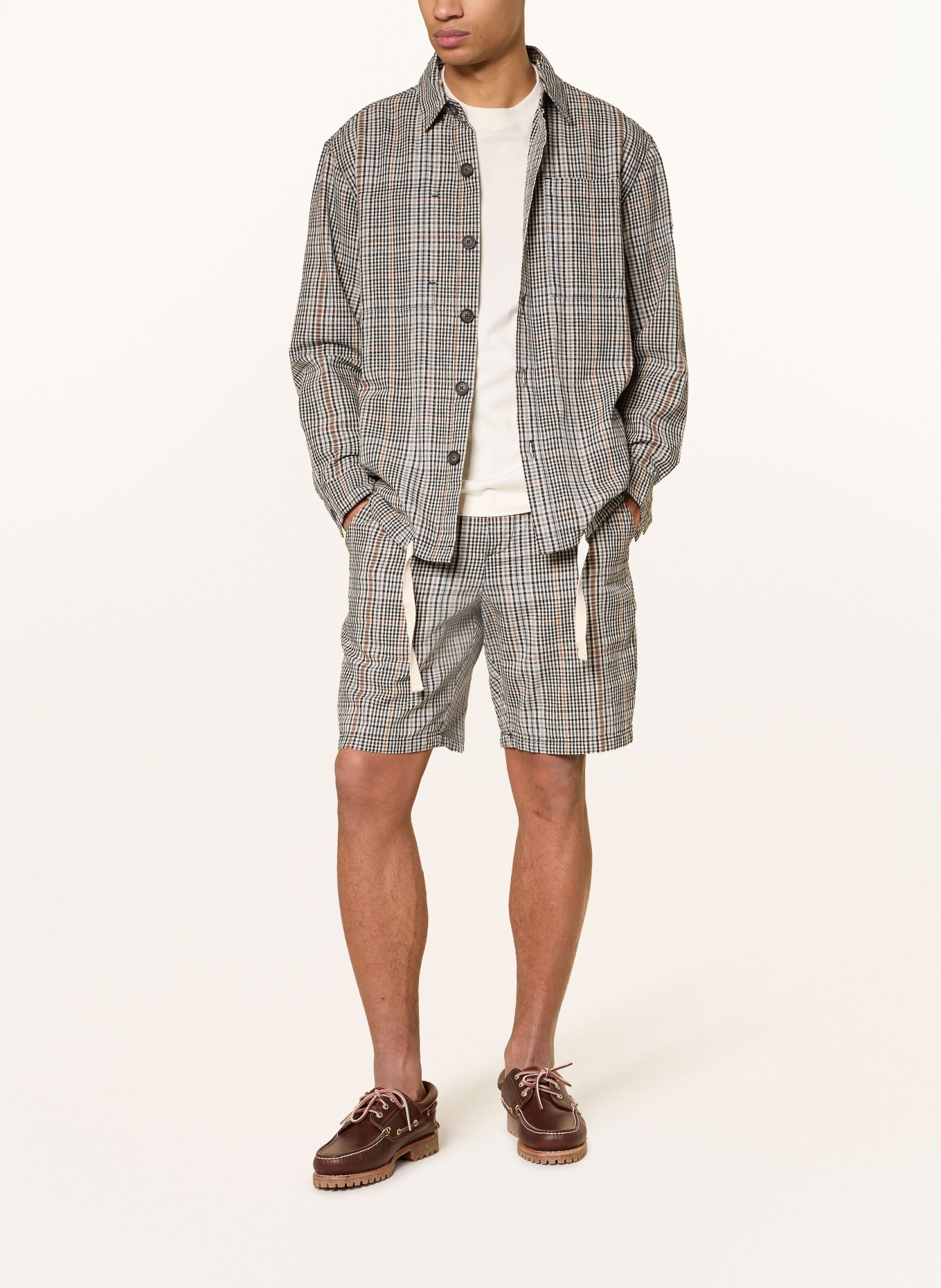 Barbour Shorts FIFE mit Leinen: SCHWARZ / HELLBRAUN / HELLGRAU