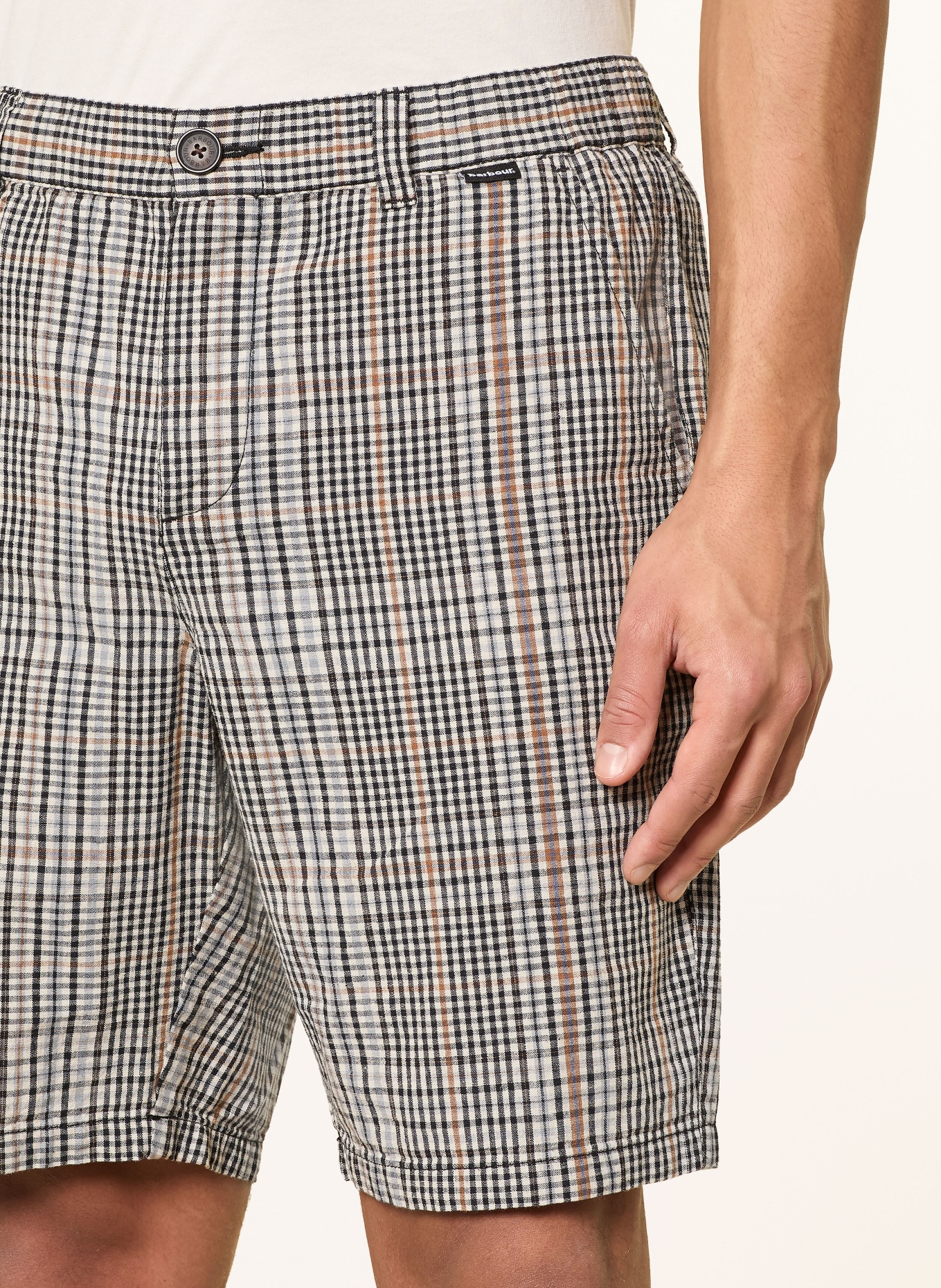 Barbour Shorts FIFE mit Leinen: SCHWARZ / HELLBRAUN / HELLGRAU