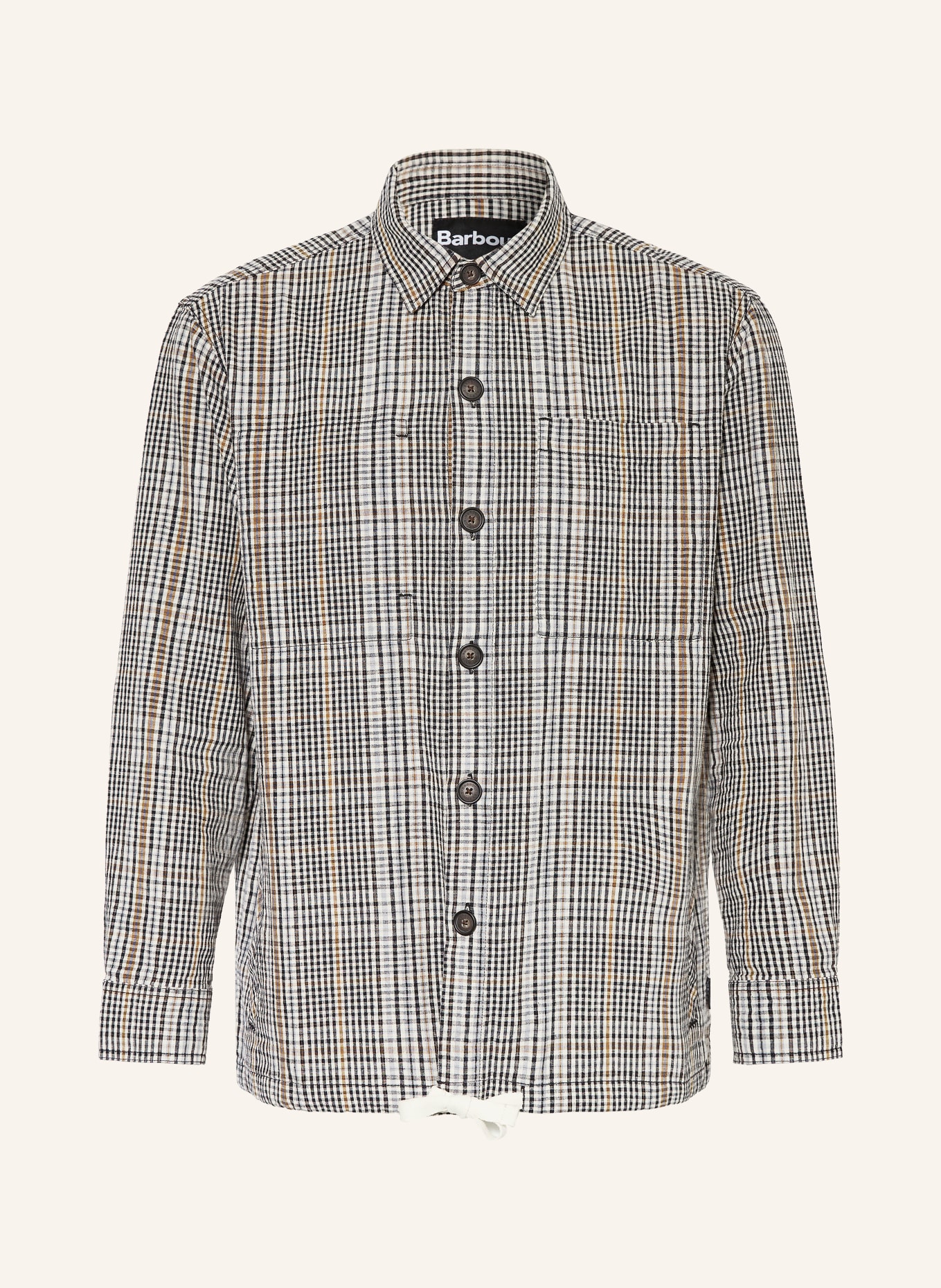 Barbour FIFE overshirt with linen: BLACK / LIGHT BROWN / LIGHT GRAY