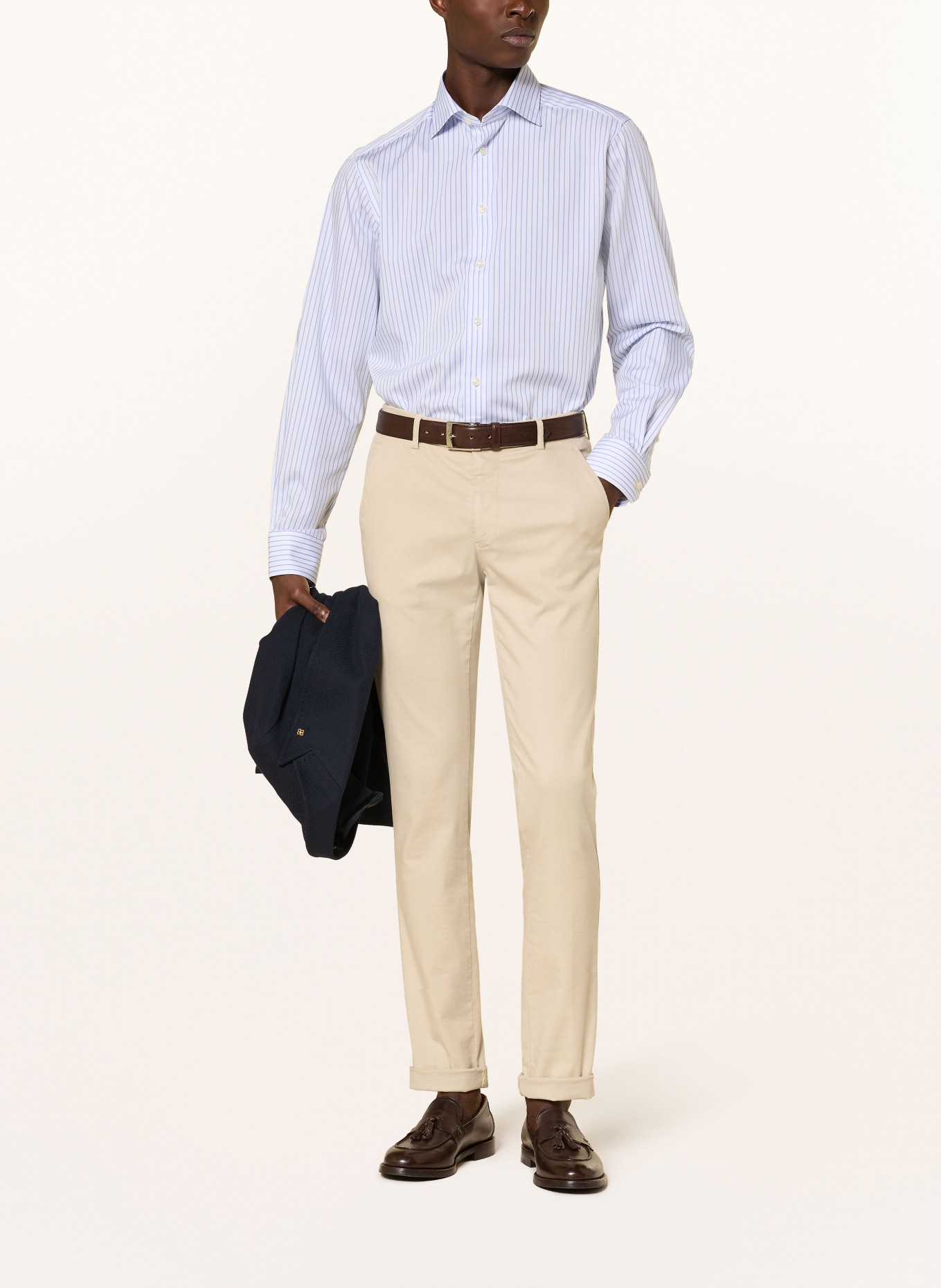 ETON Contemporary Fit Shirt: WHITE / LIGHT BLUE