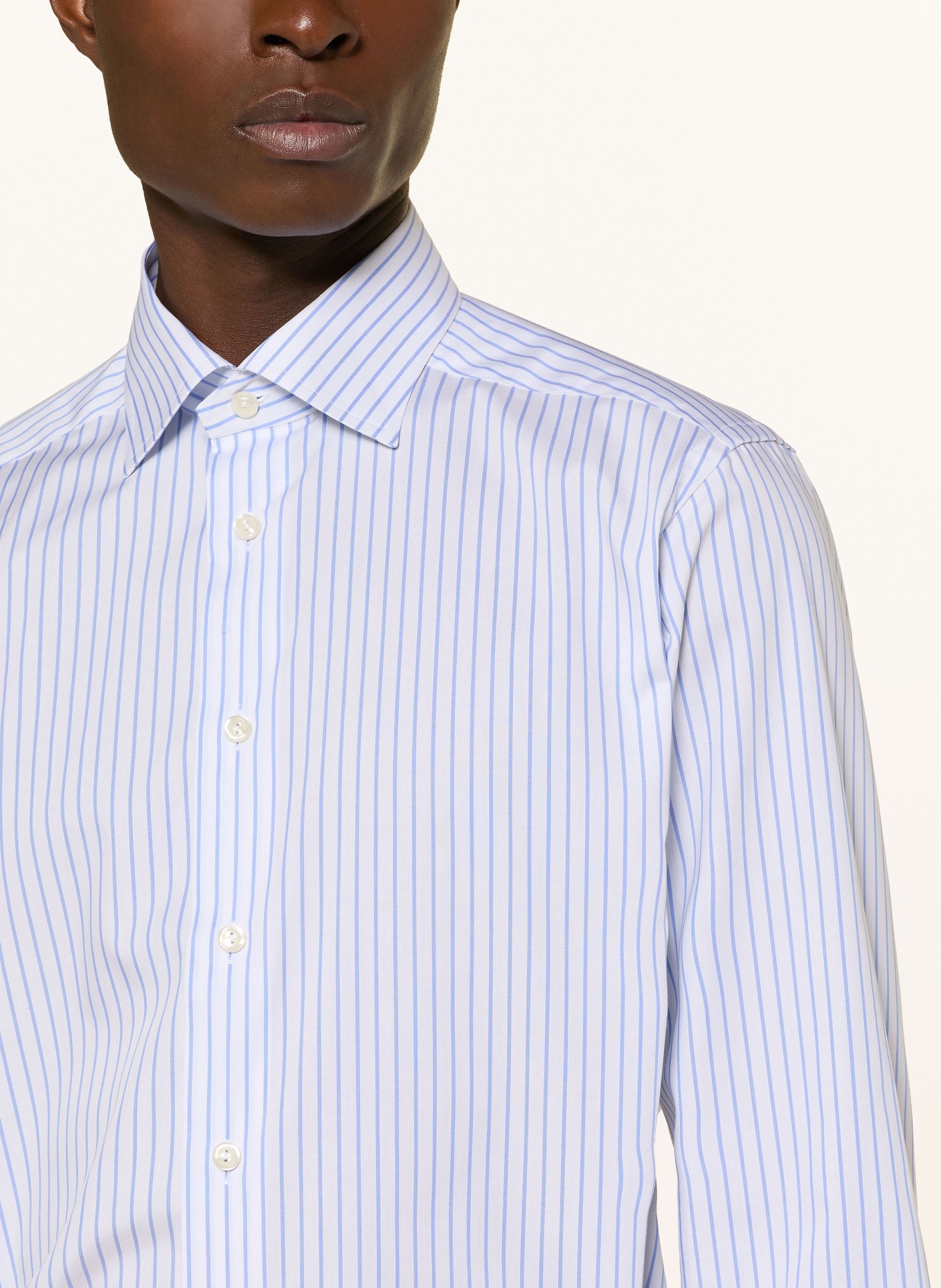 ETON Contemporary Fit Shirt: WHITE / LIGHT BLUE