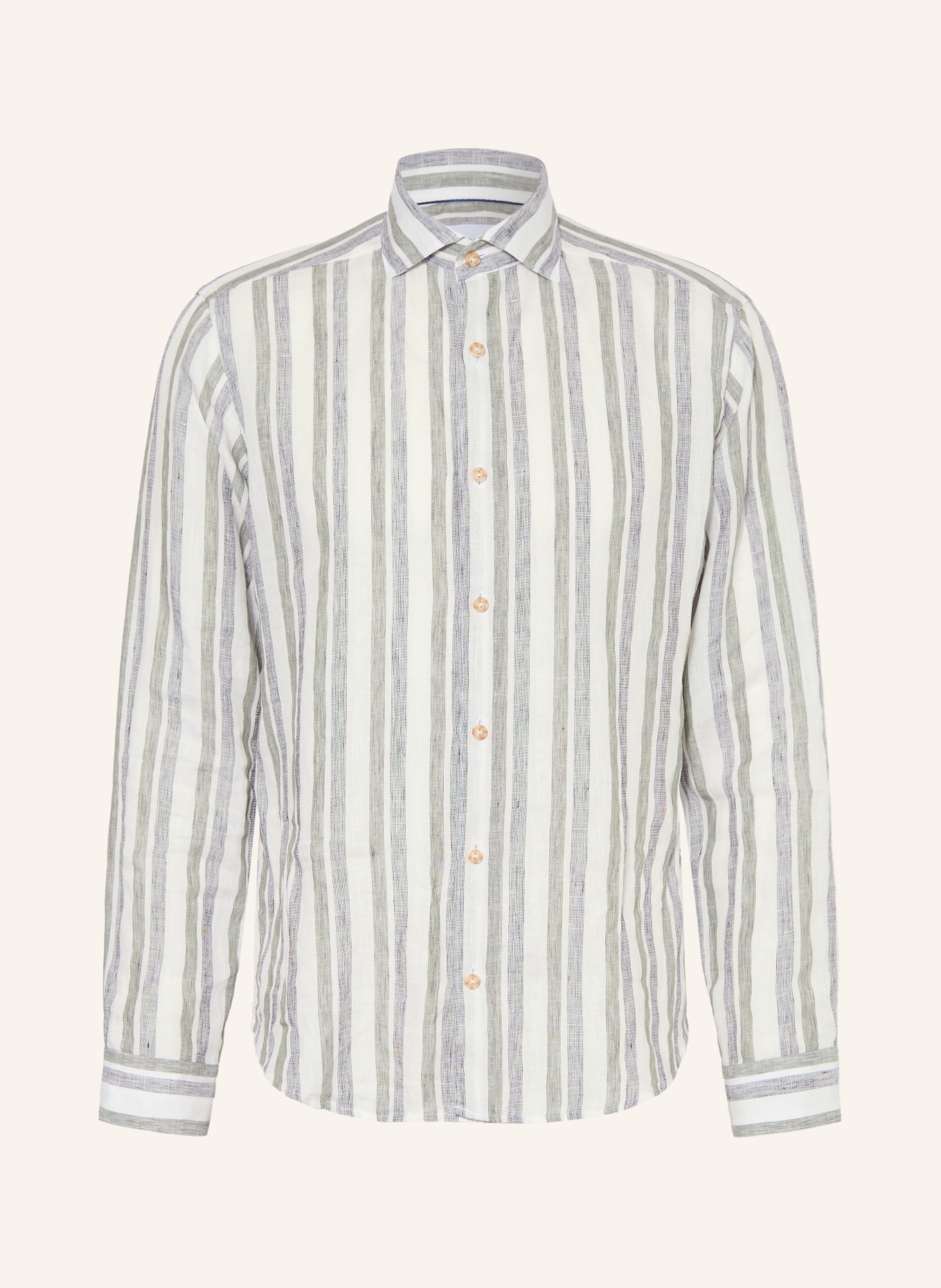 ETON Leinenhemd Regular Fit: WEISS / GRAU / OLIV