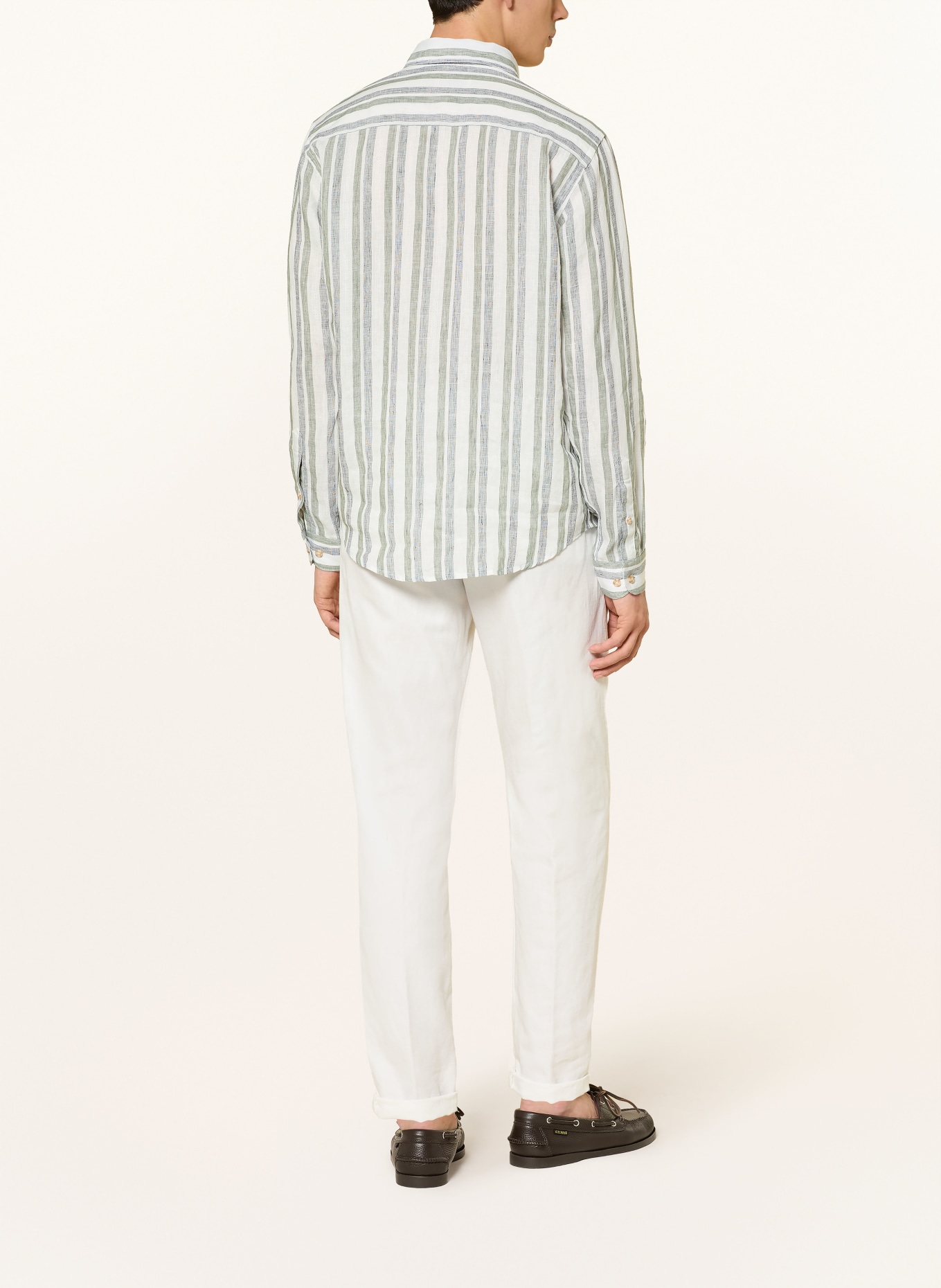 ETON Leinenhemd Regular Fit: WEISS / GRAU / OLIV