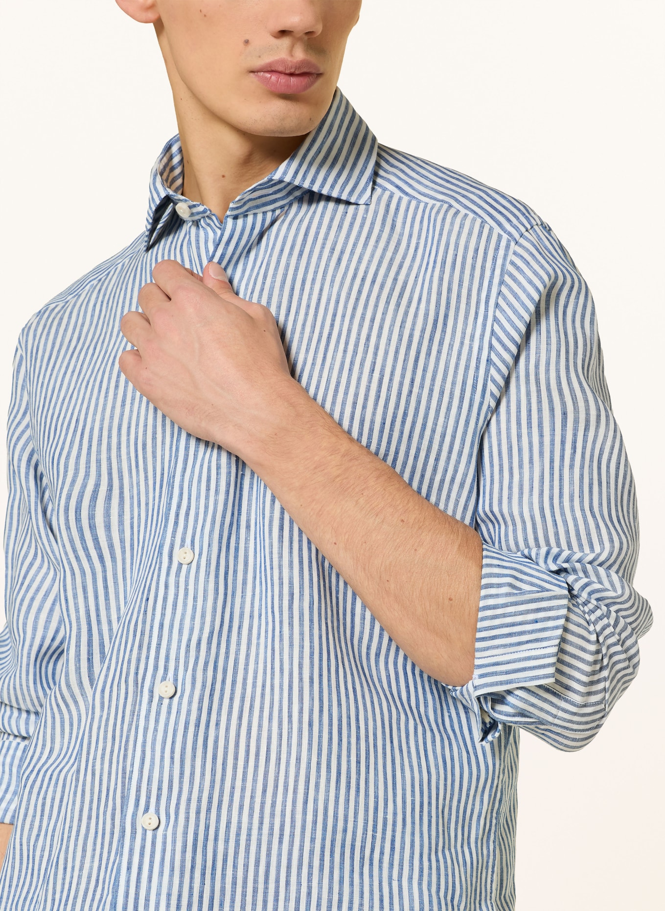 ETON Leinenhemd Regular Fit: DUNKELBLAU / WEISS