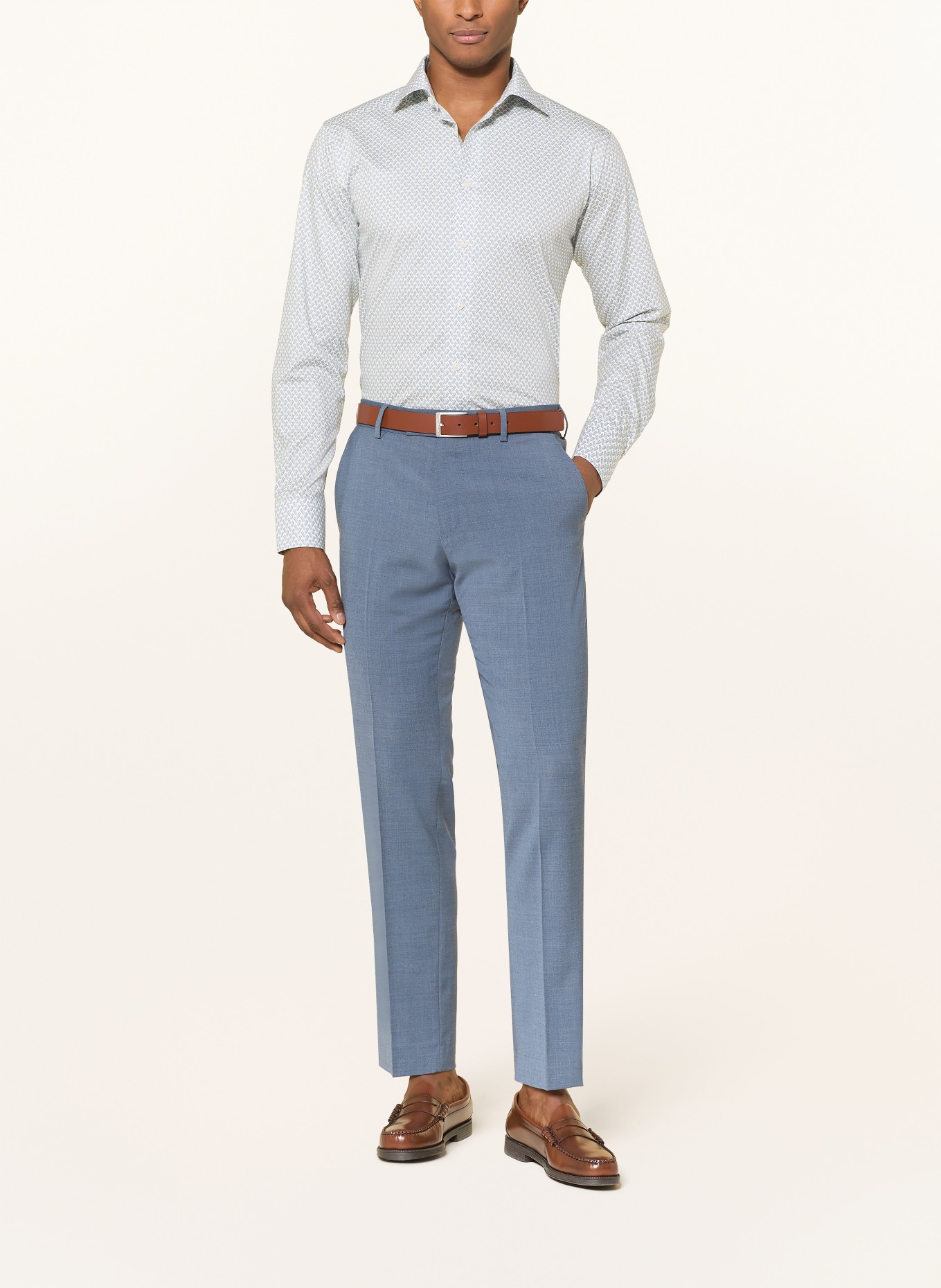 ETON Slim fit shirt: OLIVE / BLUE GRAY / WHITE