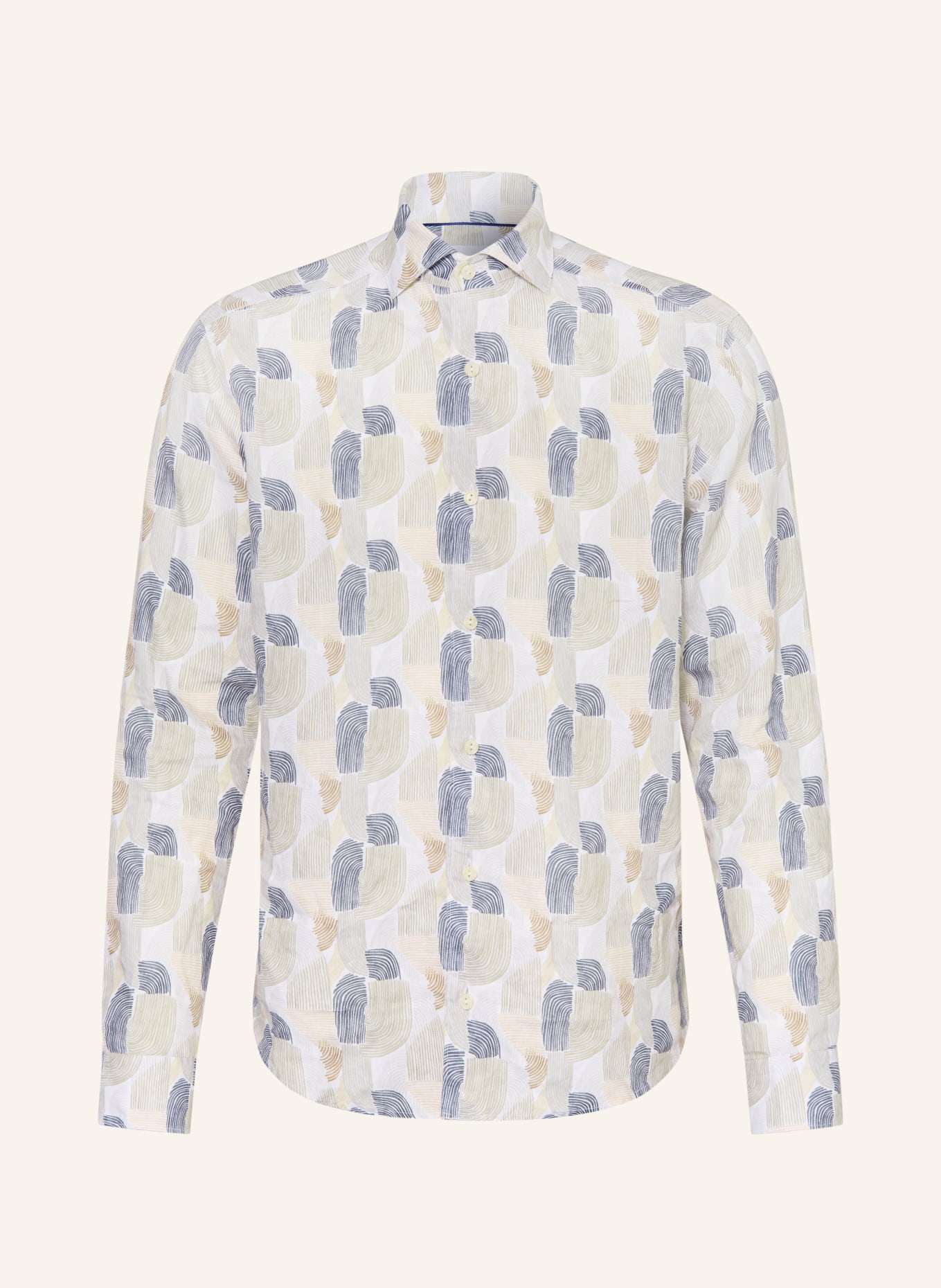 ETON Lněná košile Casual Fit: BÍLÁ / KHAKI / TMAVĚ MODRÁ