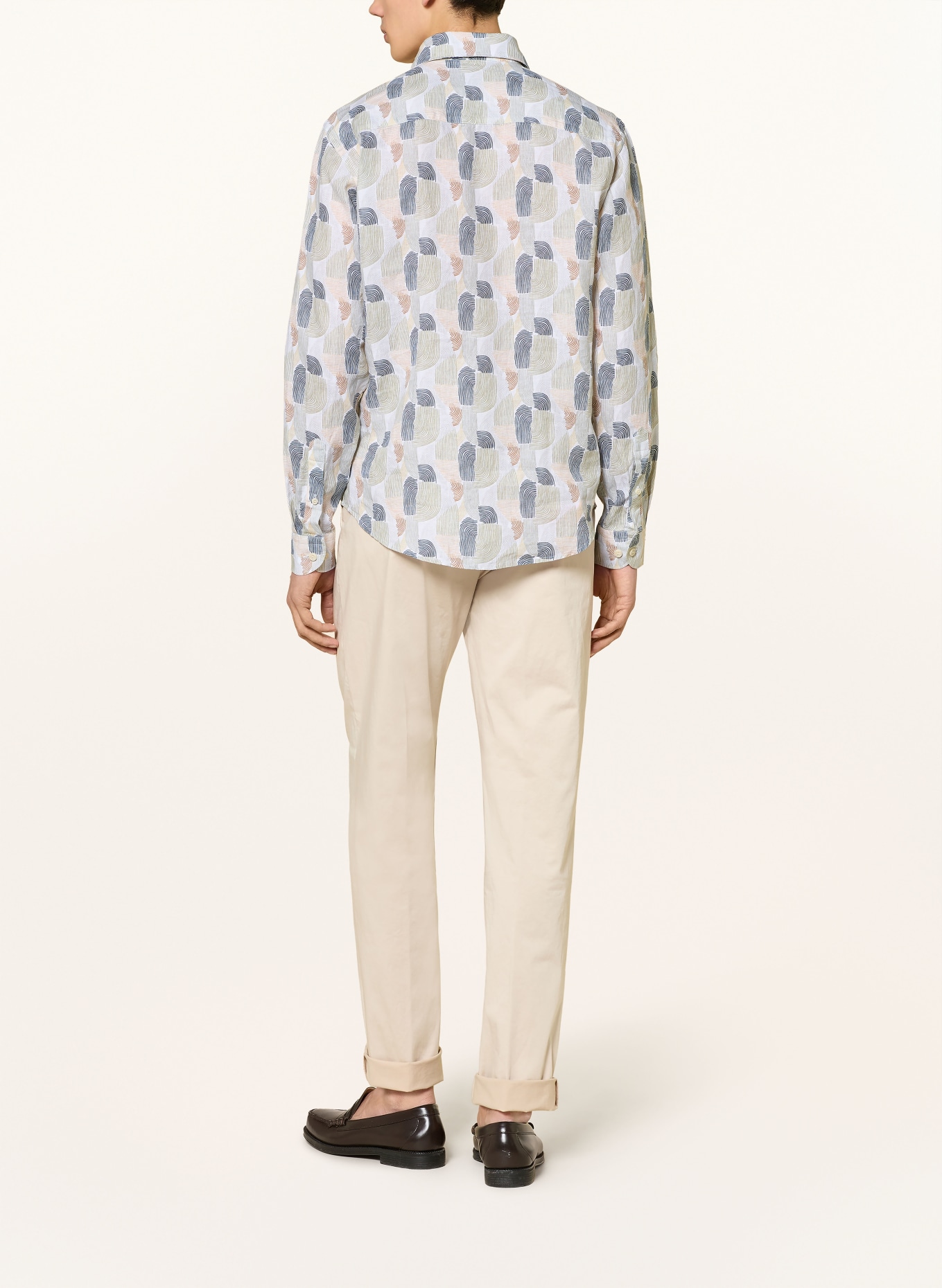 ETON Lněná košile Casual Fit: BÍLÁ / KHAKI / TMAVĚ MODRÁ