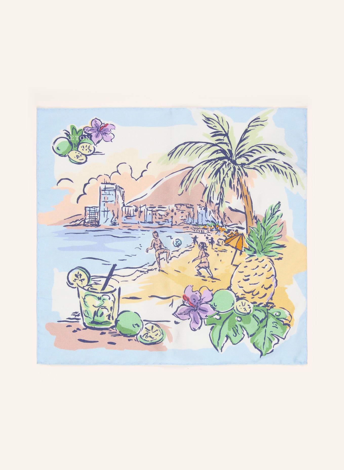 ETON Einstecktuch: GRÜN / HELLBRAUN / HELLBLAU