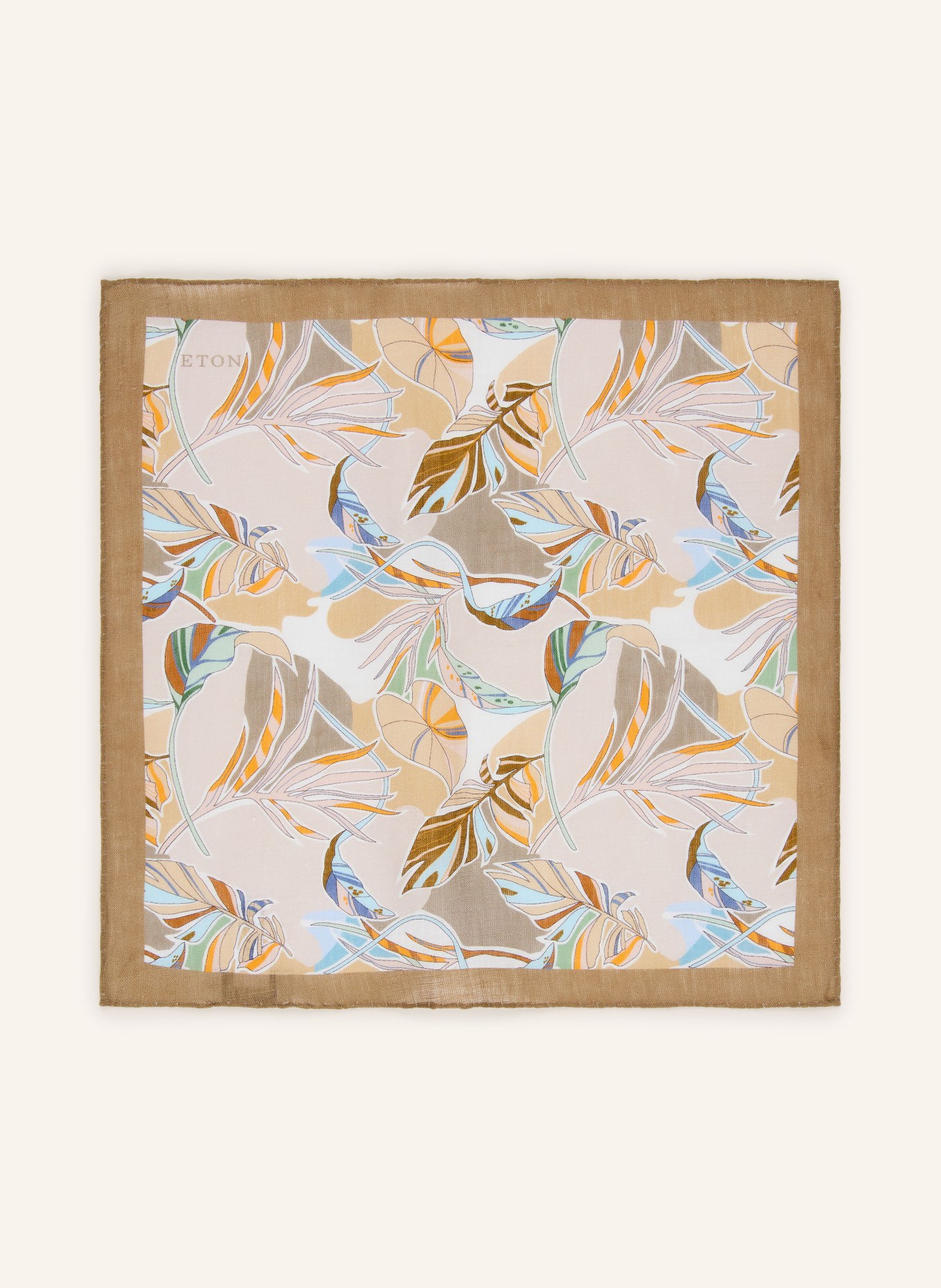 ETON Einstecktuch aus Leinen: CAMEL / ORANGE / HELLBLAU