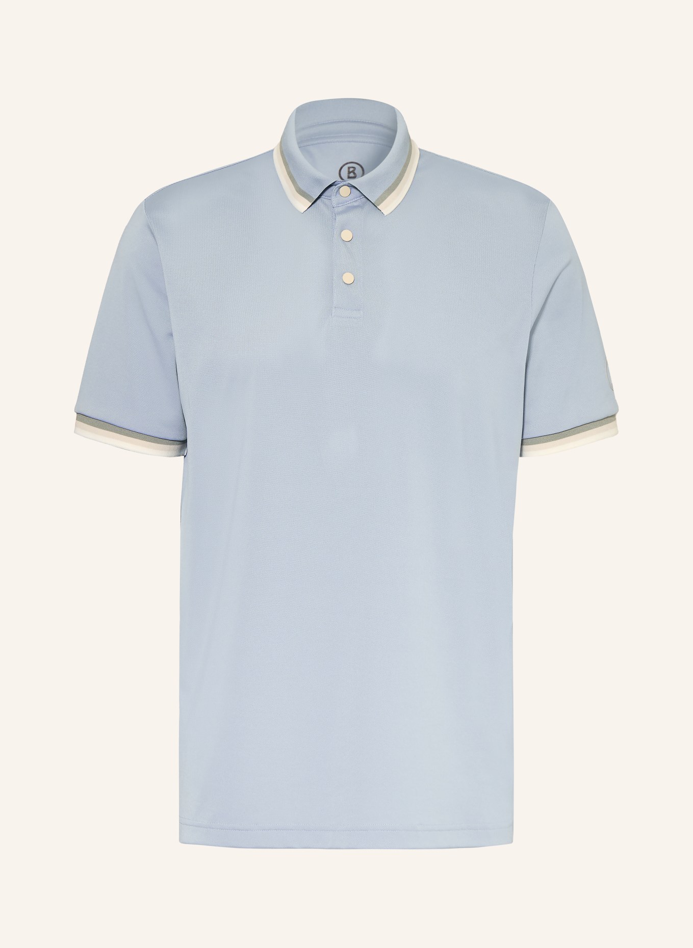 BOGNER Funktions-Poloshirt ARIK: BLAUGRAU / BEIGE / WEISS