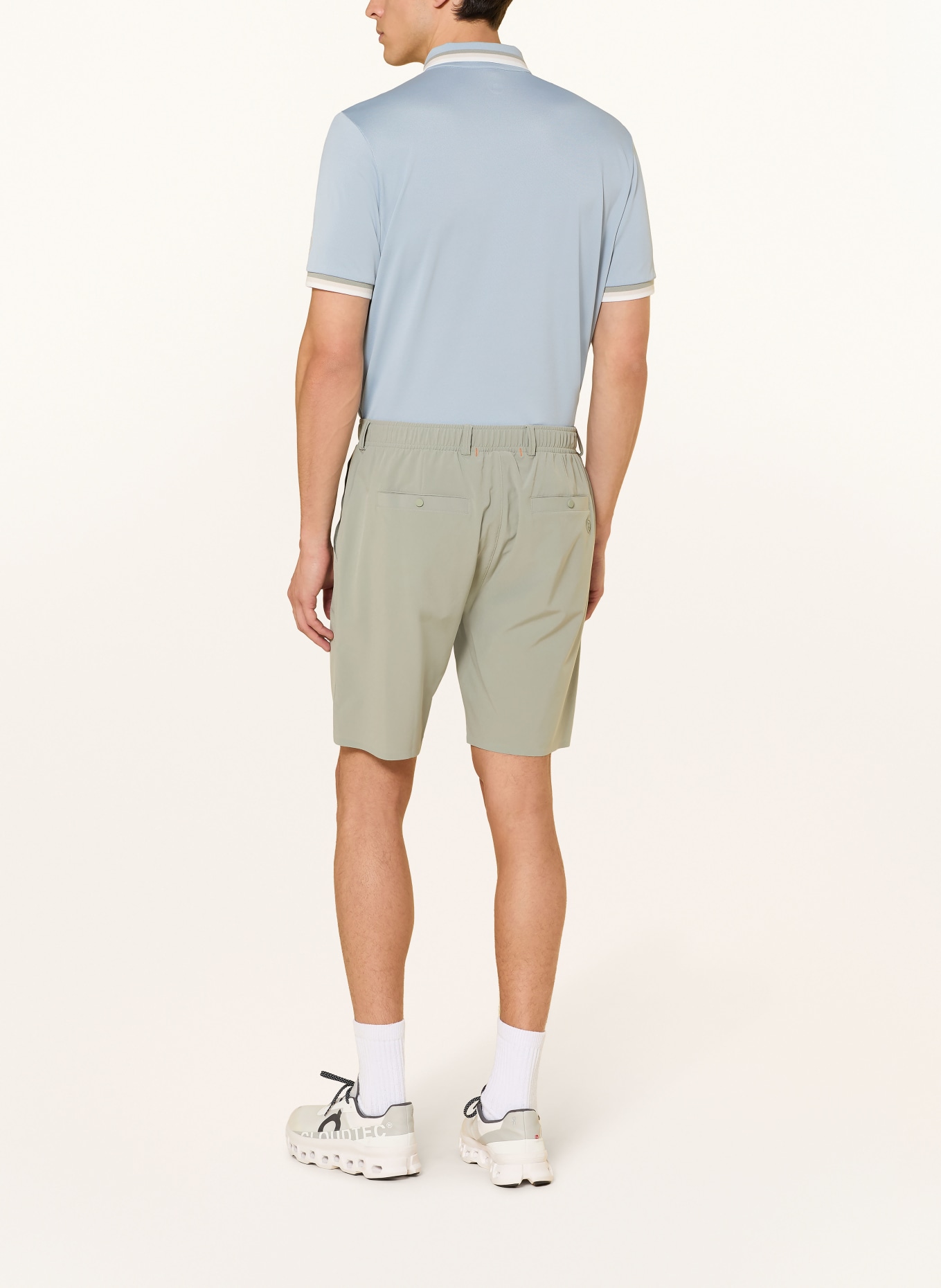 BOGNER Funktions-Poloshirt ARIK: BLAUGRAU / BEIGE / WEISS