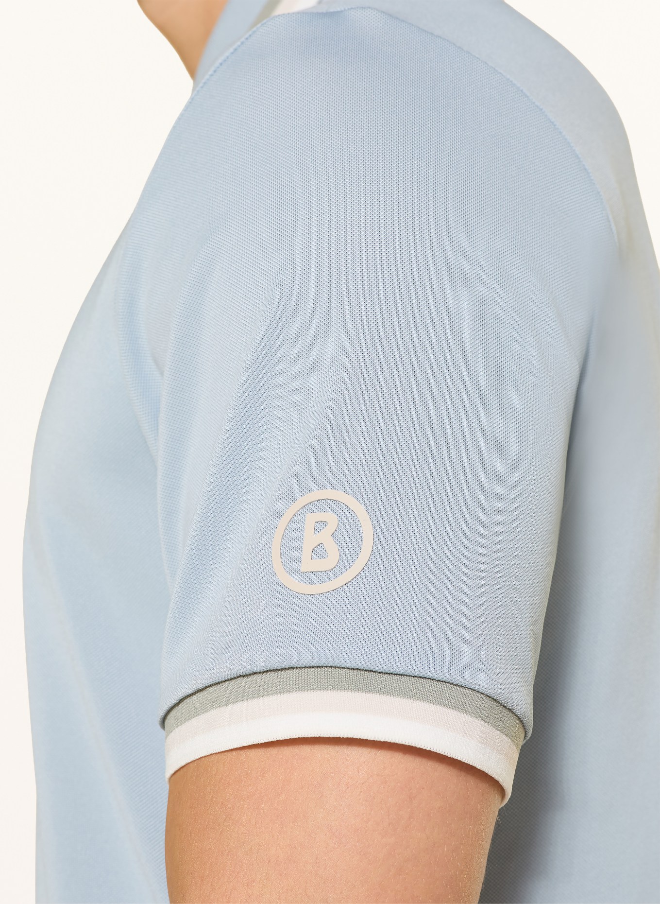 BOGNER Funktions-Poloshirt ARIK: BLAUGRAU / BEIGE / WEISS
