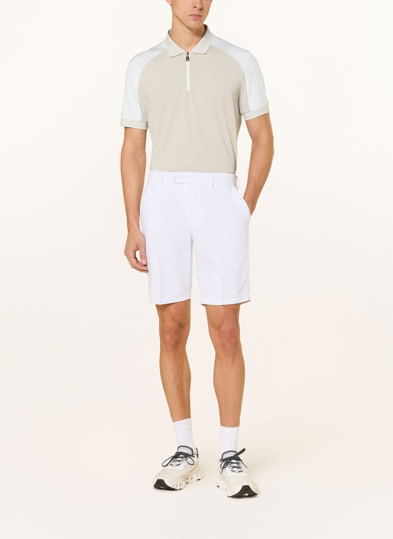 BOGNER Jerseyové polo tričko FABIUS: BÉŽOVÁ / BÍLÁ