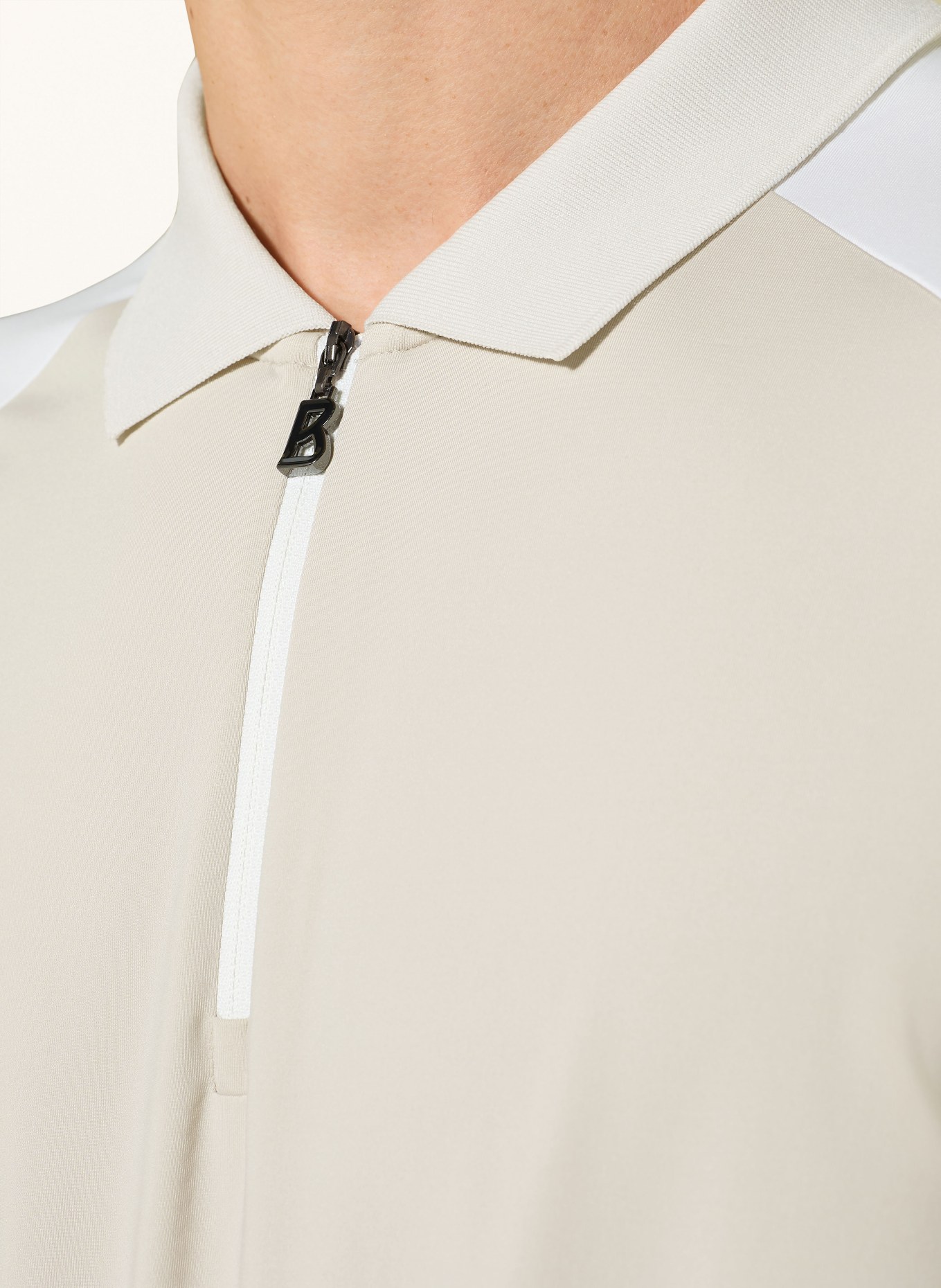 BOGNER Jerseyové polo tričko FABIUS: BÉŽOVÁ / BÍLÁ